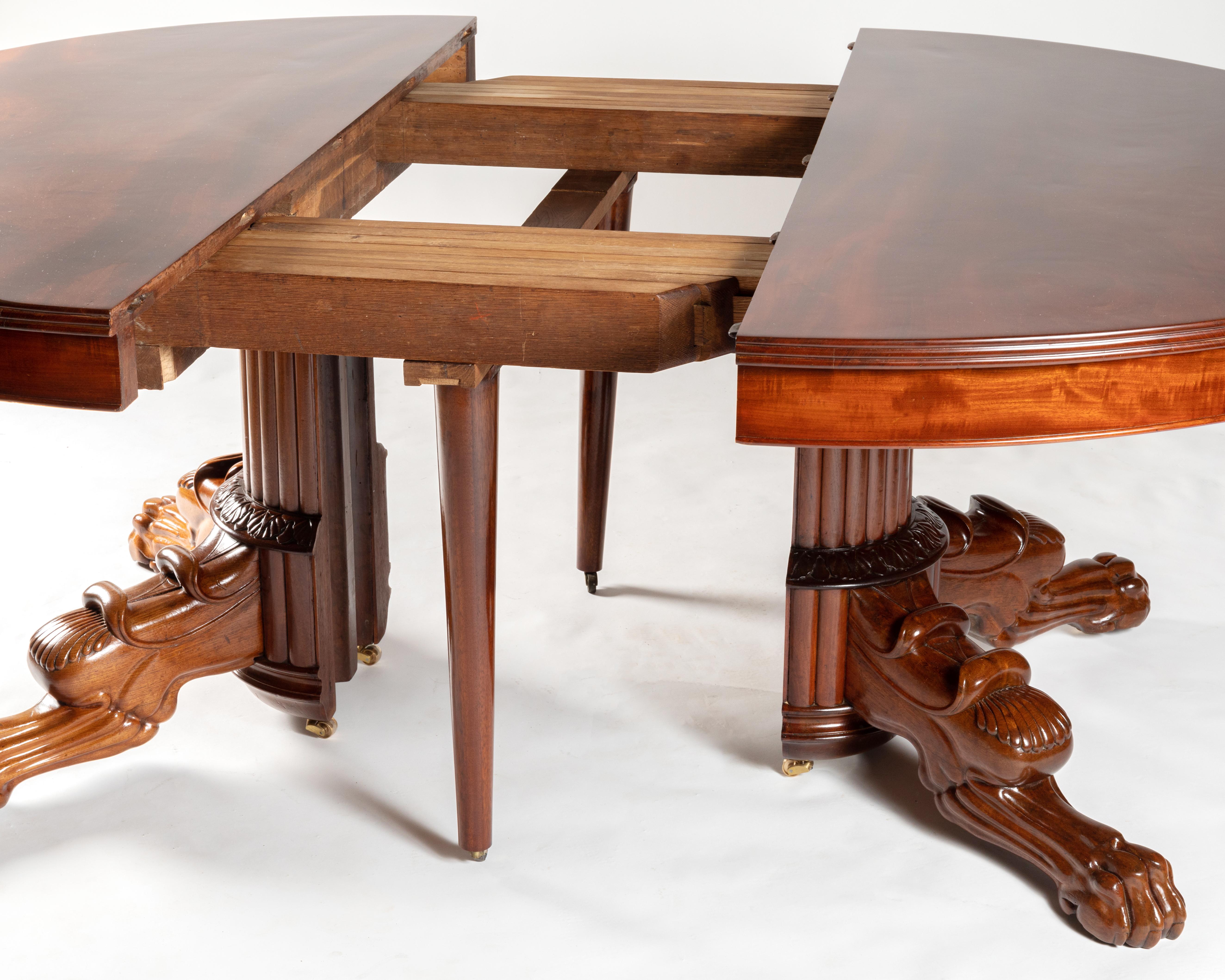 French 1830's Solid Mahogany Extending Dining Table For Sale 6
