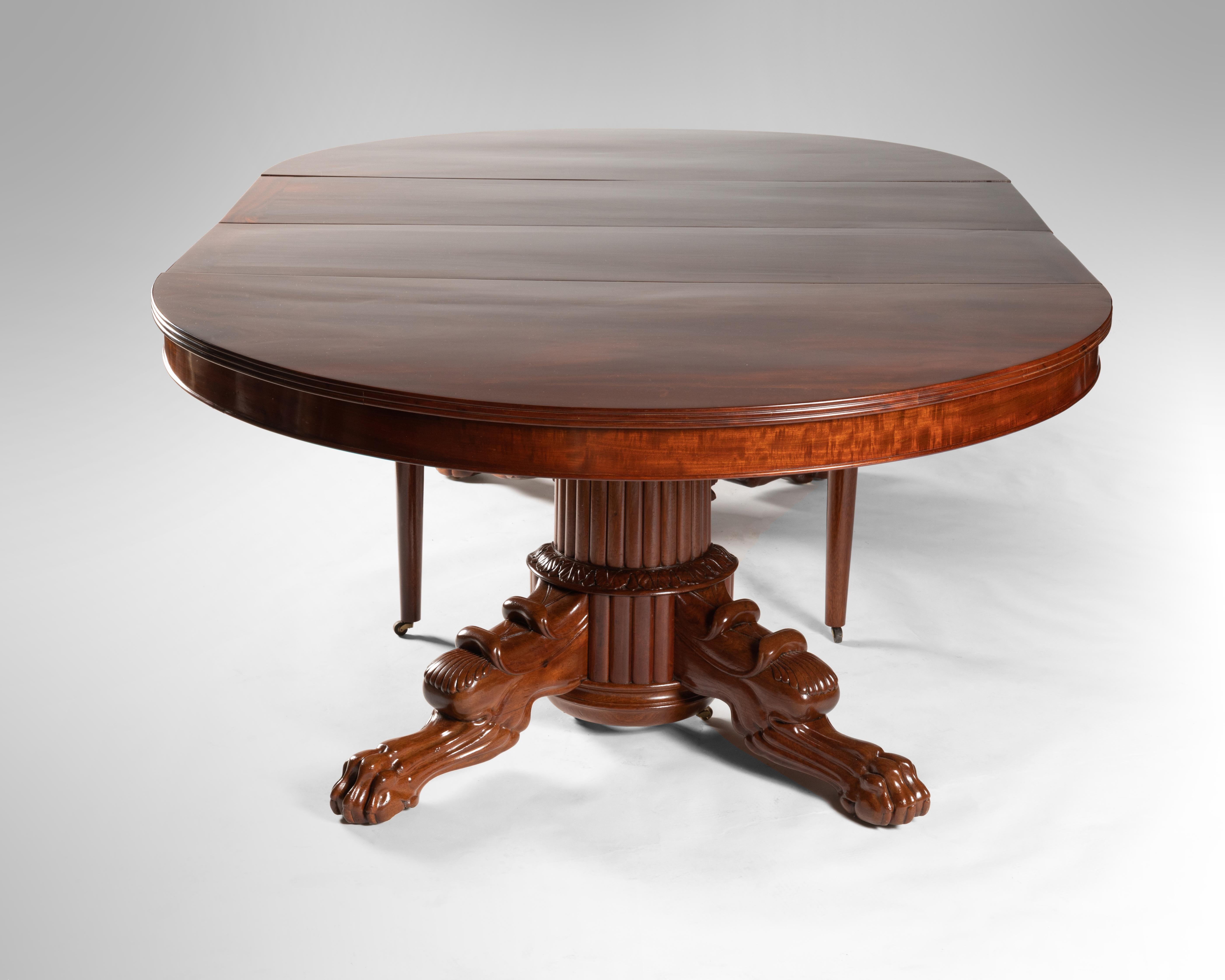 French 1830's Solid Mahogany Extending Dining Table For Sale 10