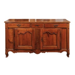 French 1840s Louis XV Style Walnut Double-Sided Buffet with Drawers and Doors