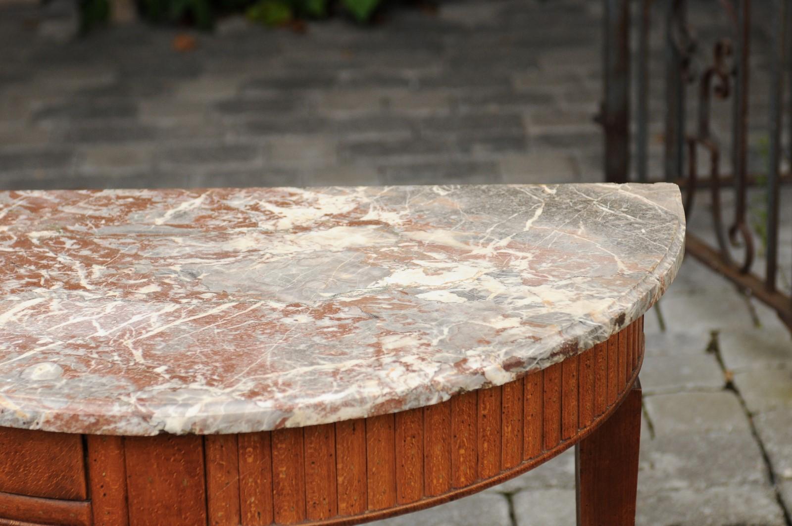 demilune table with drawer