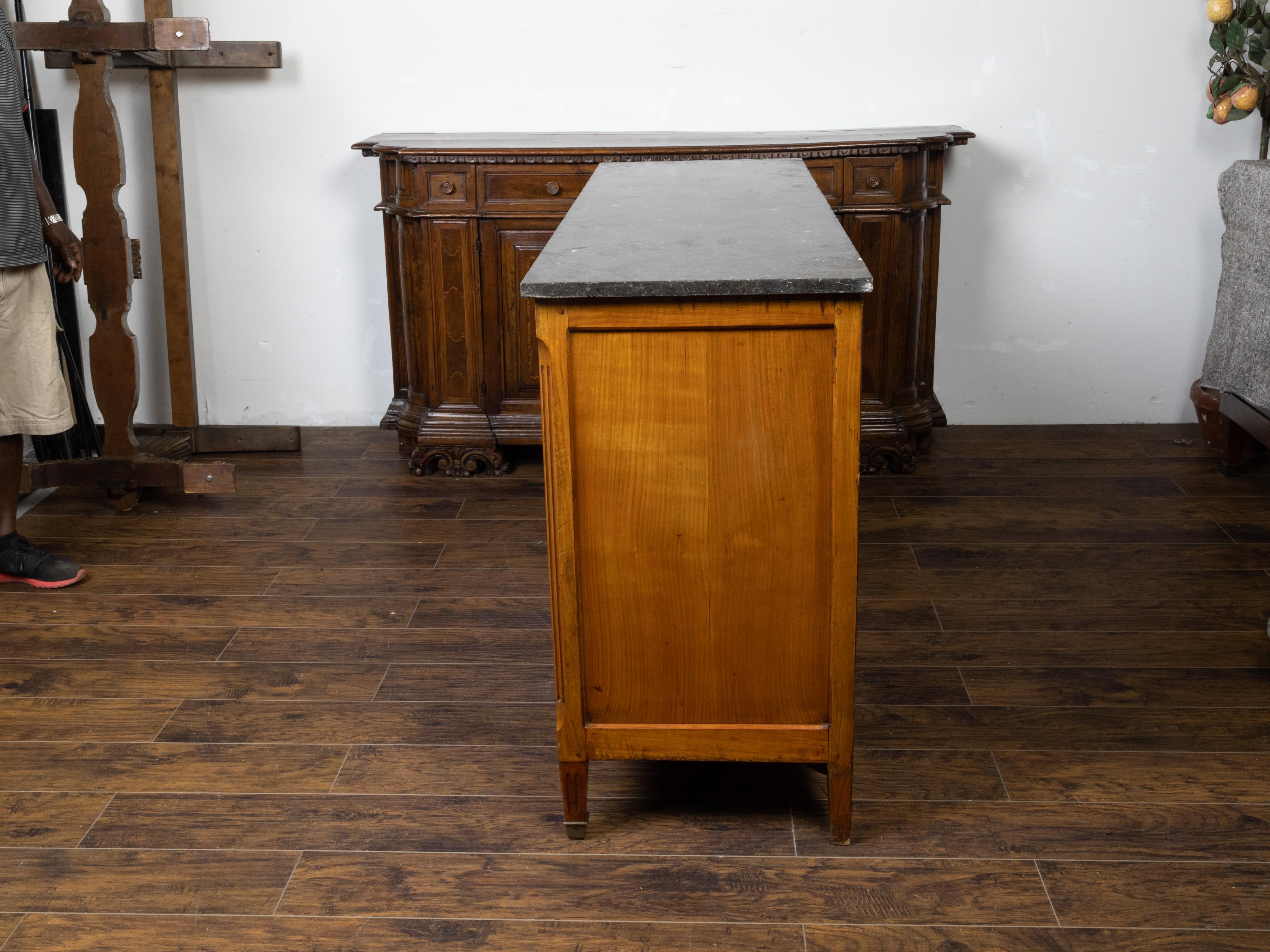 French 1840s Walnut Enfilade with Black Marble Top and Silverware Drawers 2