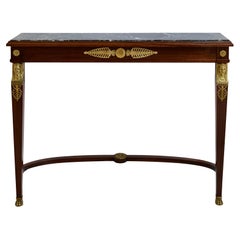 French 1850/60s Empire Console Table in Mahogany with Marble Top