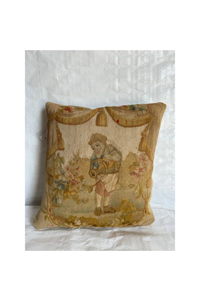 Französisches Wandteppich-Kissen von 1850 : Ein 13