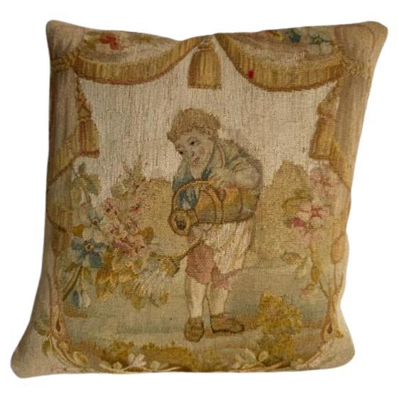 French 1850 Tapestry 13" X 12" Pillow For Sale