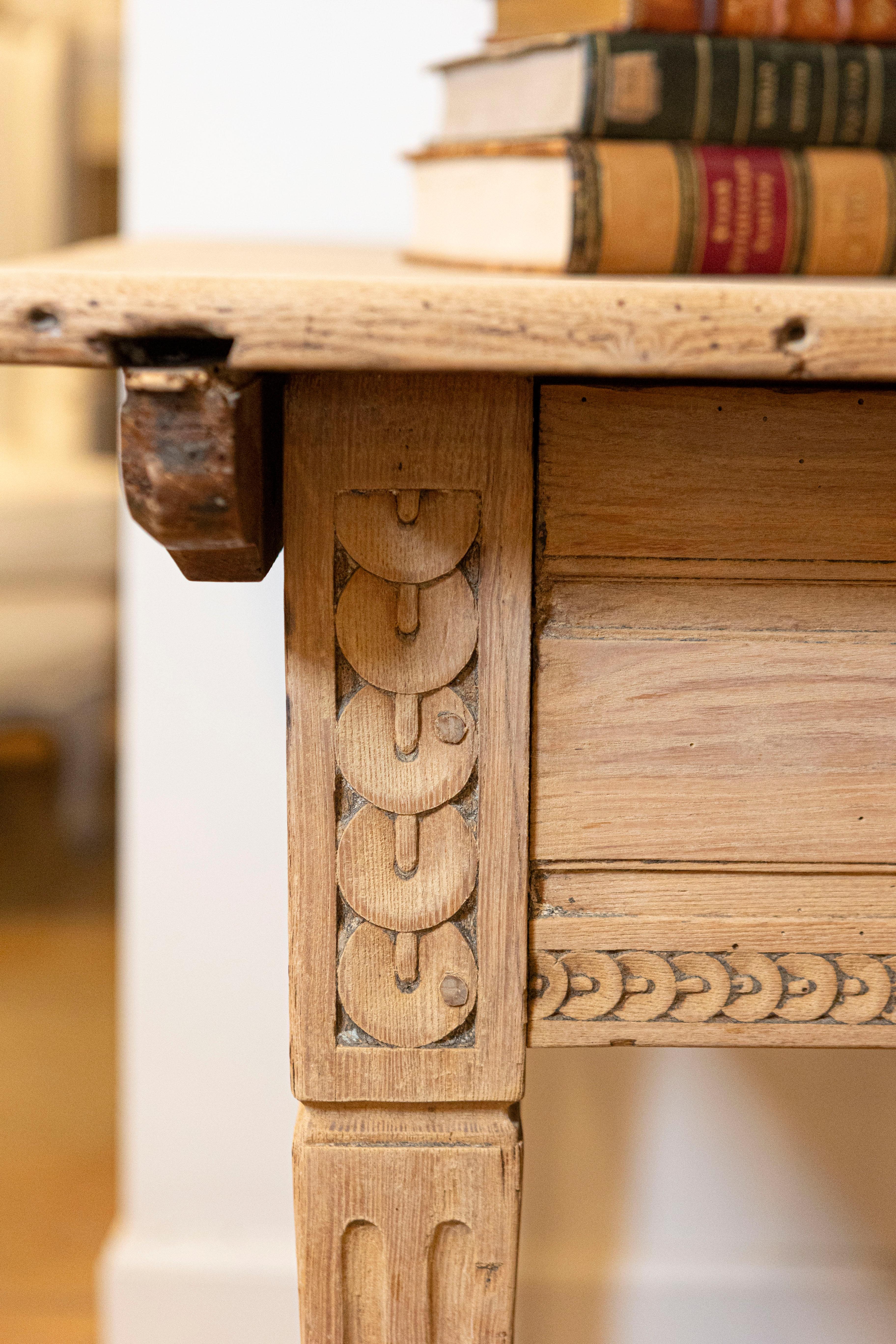 19th Century French, 1850s Napoléon III Period Center Table with Carved Motifs and Drawer For Sale