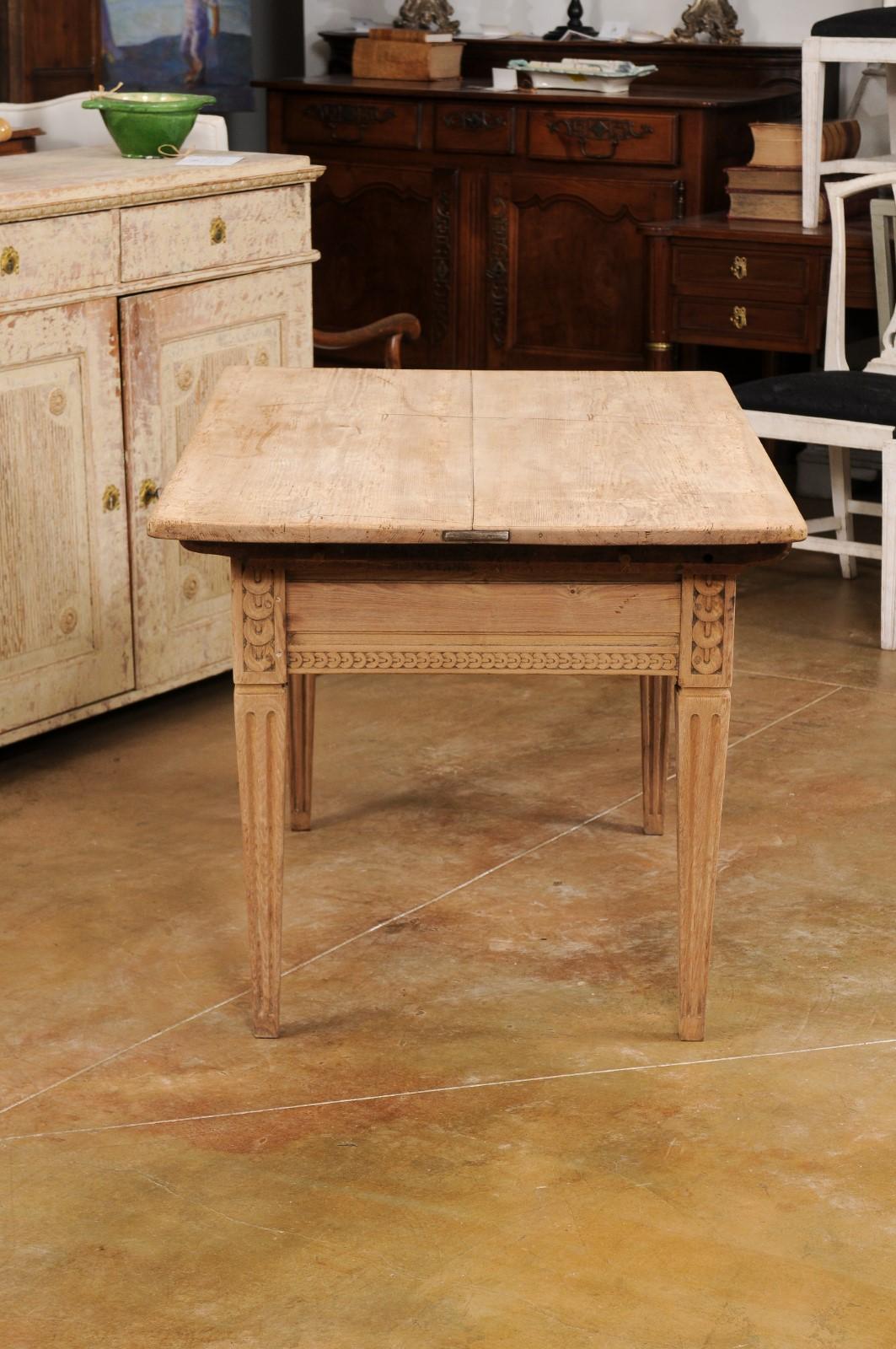 Wood French, 1850s Napoléon III Period Center Table with Carved Motifs and Drawer For Sale