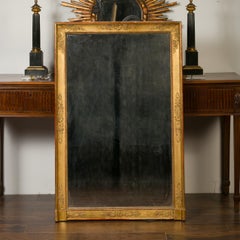 French 1850s Napoleon III Period Giltwood Mirror with Carved Scrolling Foliage