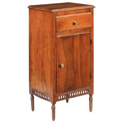 French 1850s Napoleon III Walnut Cabinet with Drawer, Door and Carved Skirt