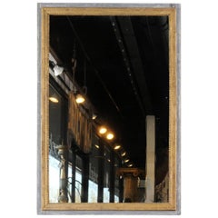 French 1850s Painted and Gilt Rectangular Mirror with Original Mercury Glass