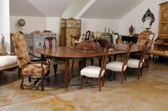 French 1850s Walnut Oval Extension Dining Table with Four Removable Leaves