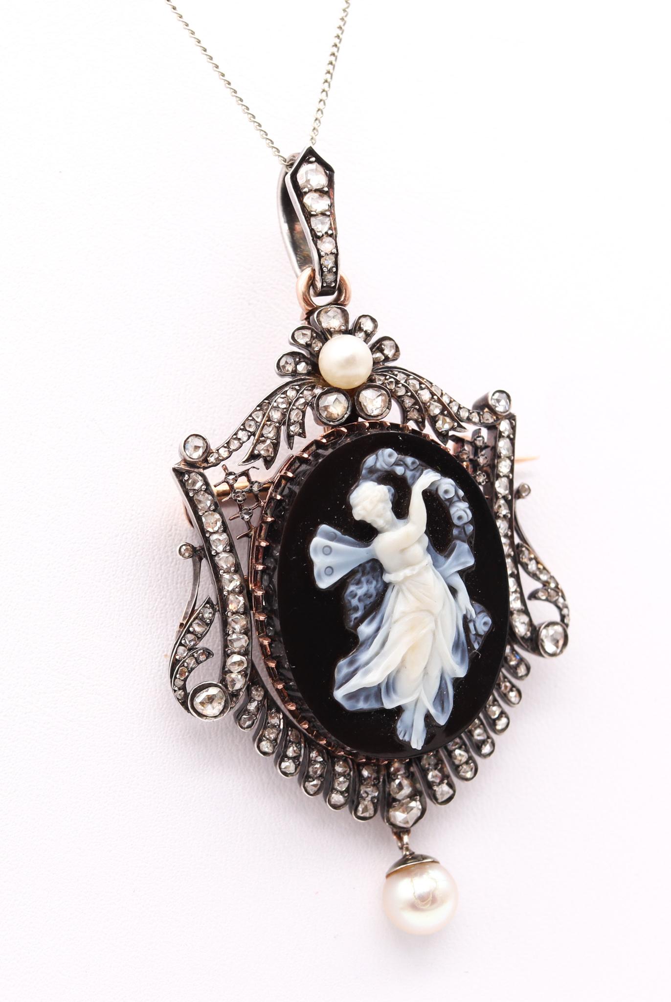 French neo classic convertible pendant-brooch.

Magnificent and rare antique piece, created in Paris France during the second half of the 19th century, circa 1850-1860. This gorgeous convertible piece, is a pendant and a brooch that has been crafted