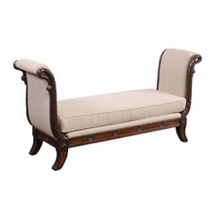 French 1860s Empire Style Walnut Bench with Out-Scrolled Sides and Swan Figures