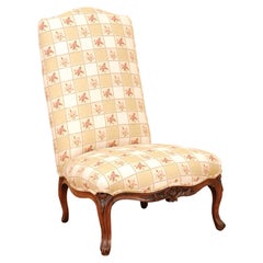 French 1860s Louis XV Style Low Slipper Chair with Newer Floral Upholstery