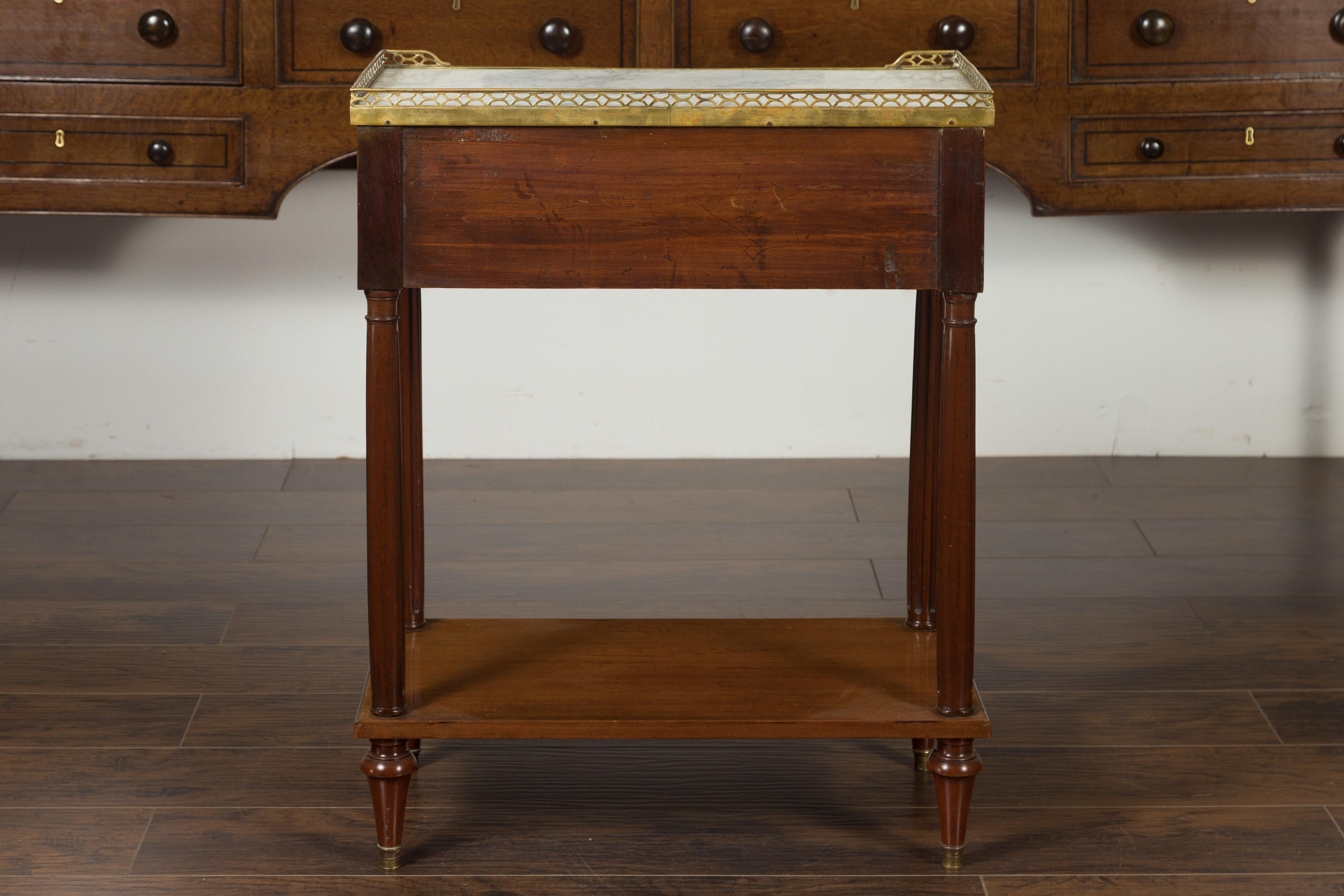French 1860s Napoleon III Period Mahogany and Brass Marble Top Console Table 9
