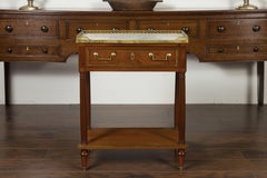 French 1860s Napoleon III Period Mahogany and Brass Marble Top Console Table