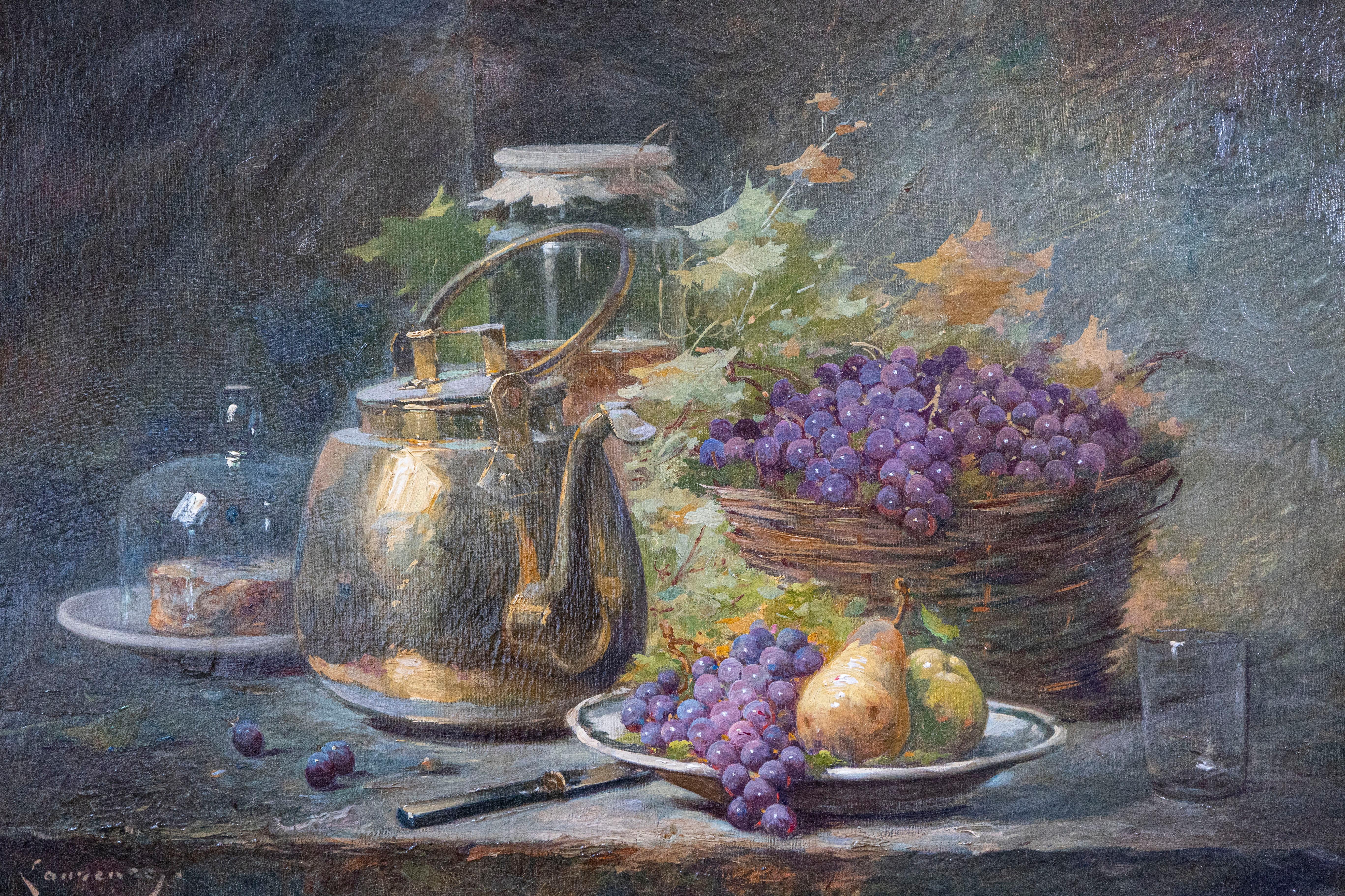 French 1860s Still-Life Painting by Agénorie Monique Laurenceau in Gilt Frame In Good Condition For Sale In Atlanta, GA