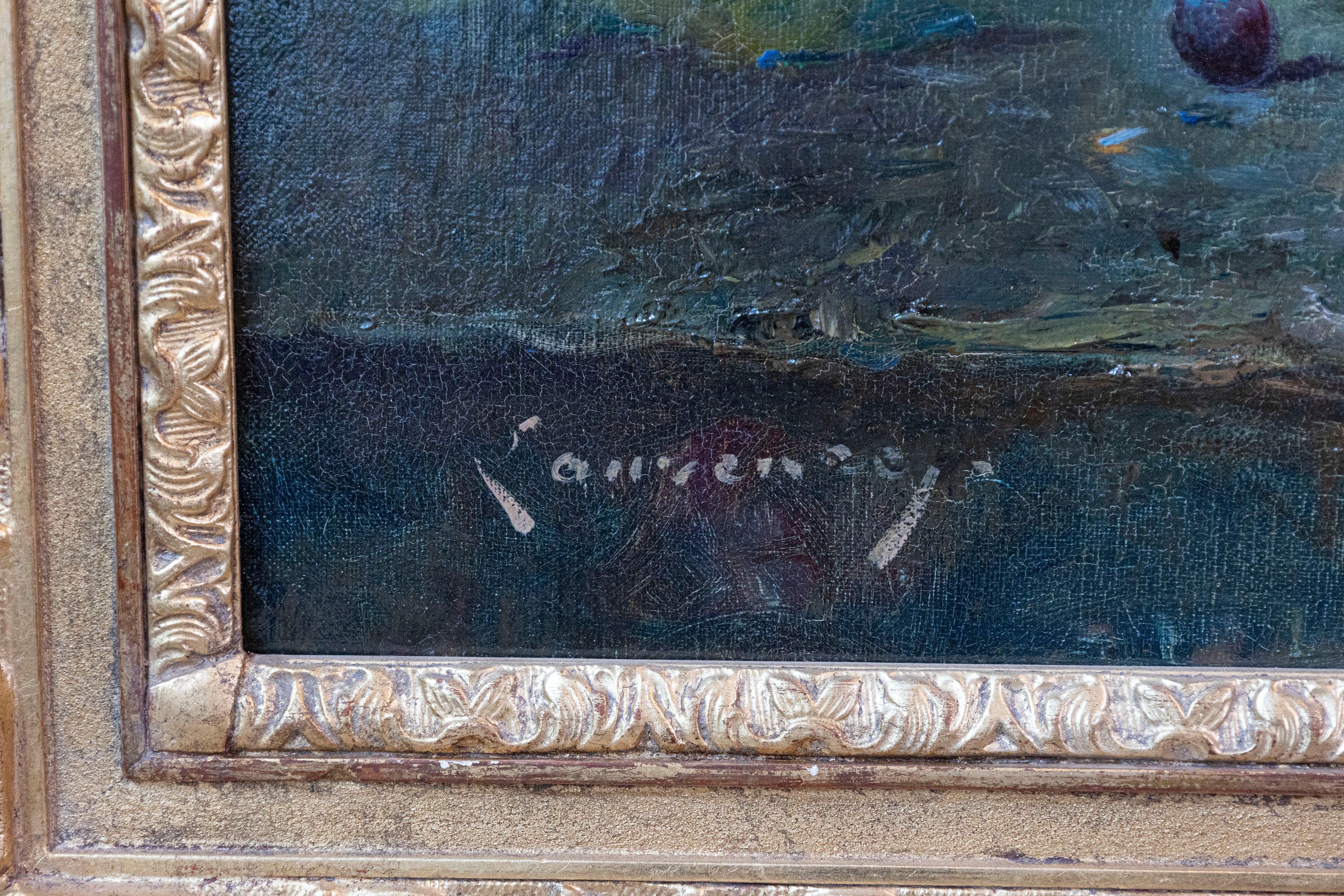 19th Century French 1860s Still-Life Painting by Agénorie Monique Laurenceau in Gilt Frame For Sale