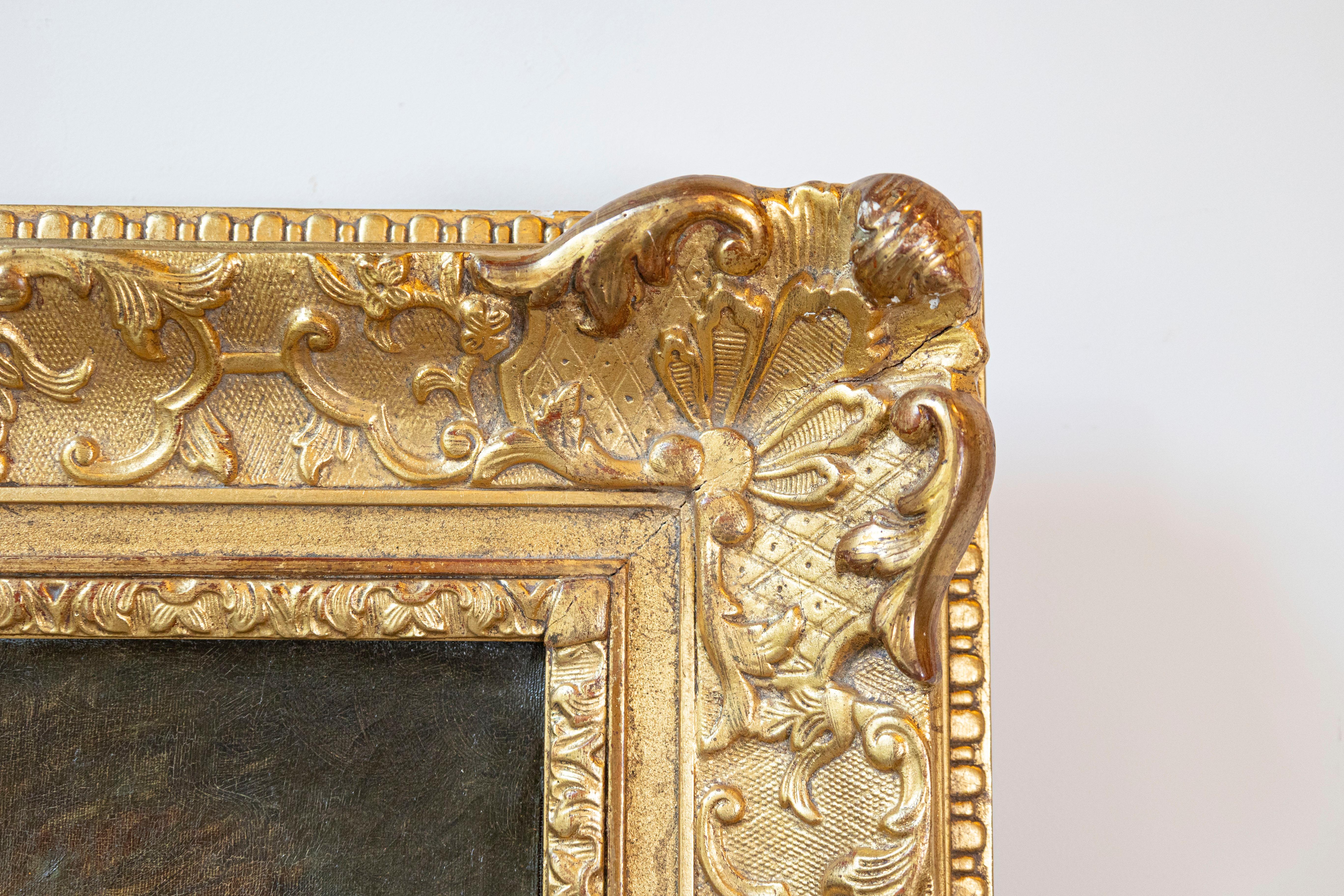 Giltwood French 1860s Still-Life Painting by Agénorie Monique Laurenceau in Gilt Frame For Sale