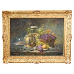 French 1860s Still-Life Painting by Agénorie Monique Laurenceau in Gilt Frame