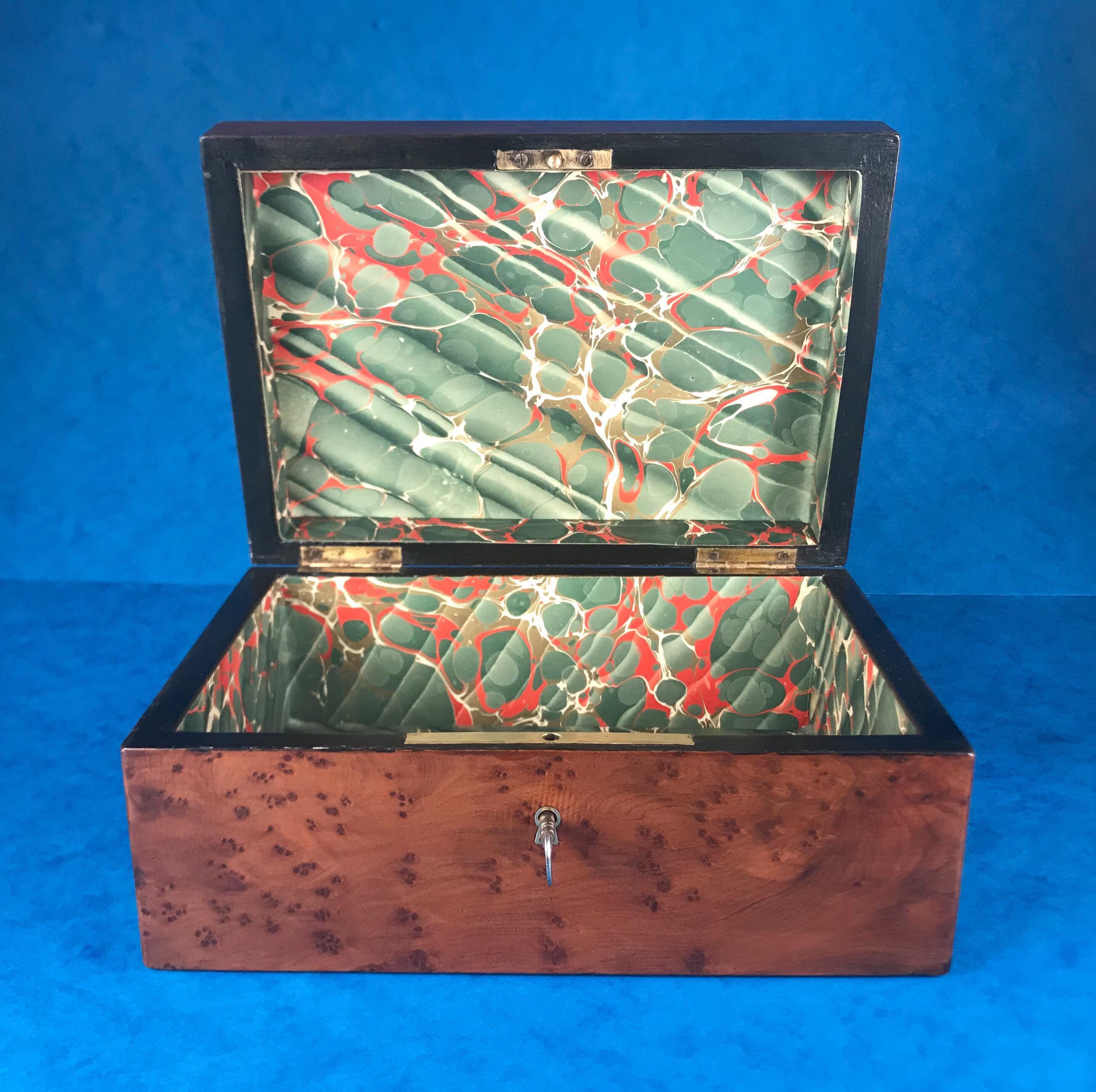 French 1870 Burr Cedar Tulip Wood Cross Banded Box 5