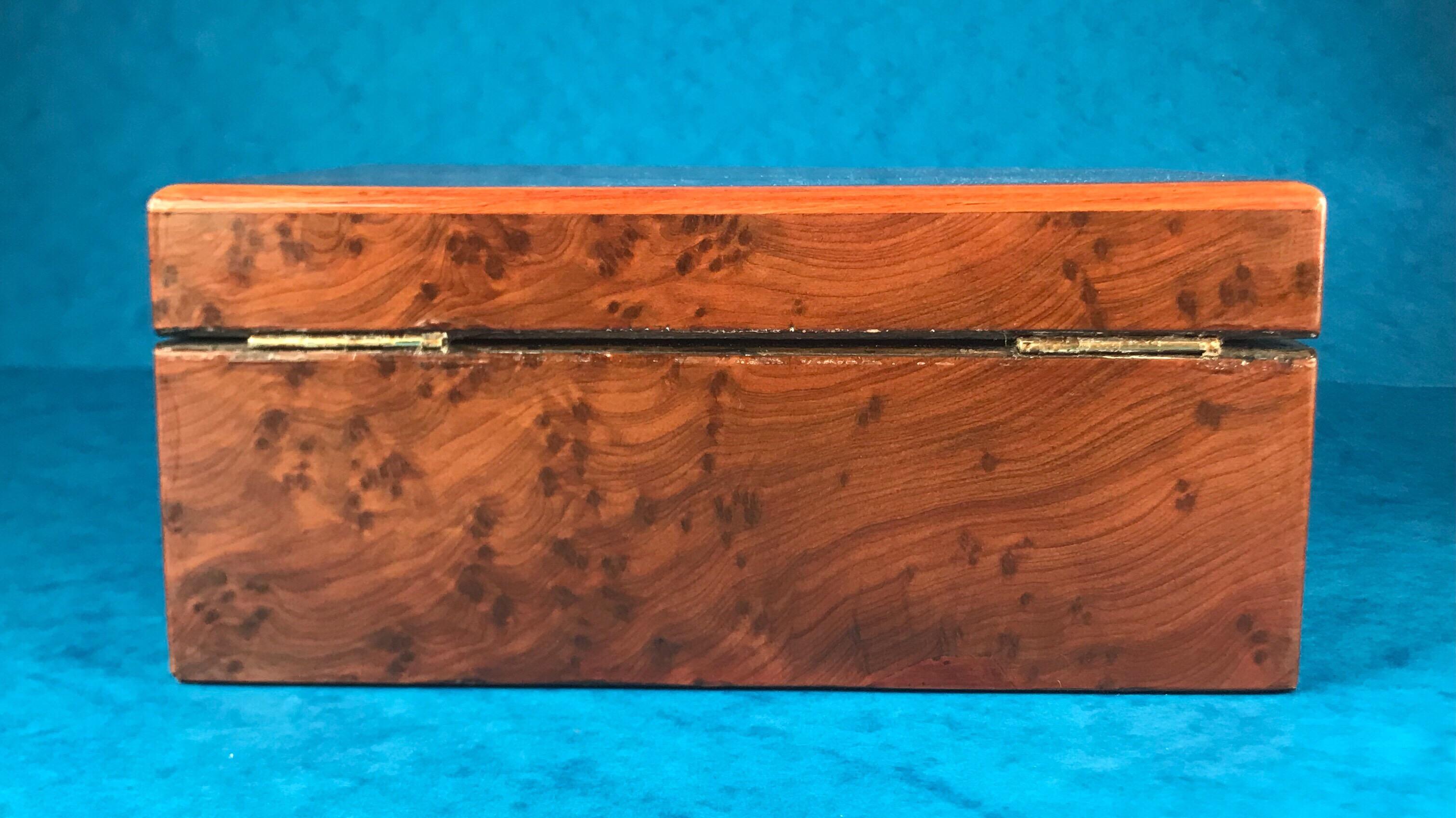 French 1870 Burr Cedar Tulip Wood Cross Banded Box 3