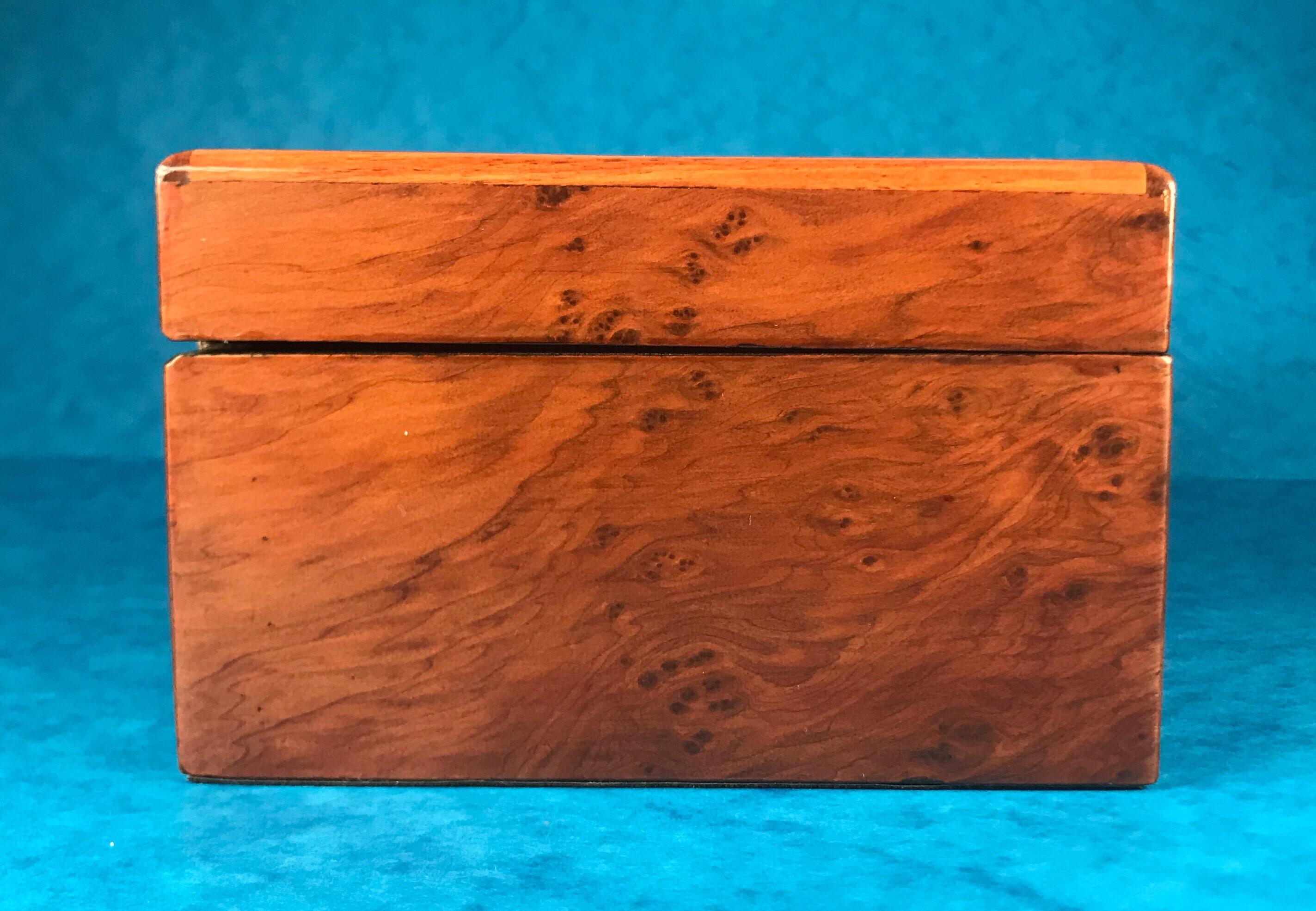 French 1870 Burr Cedar Tulip Wood Cross Banded Box 4