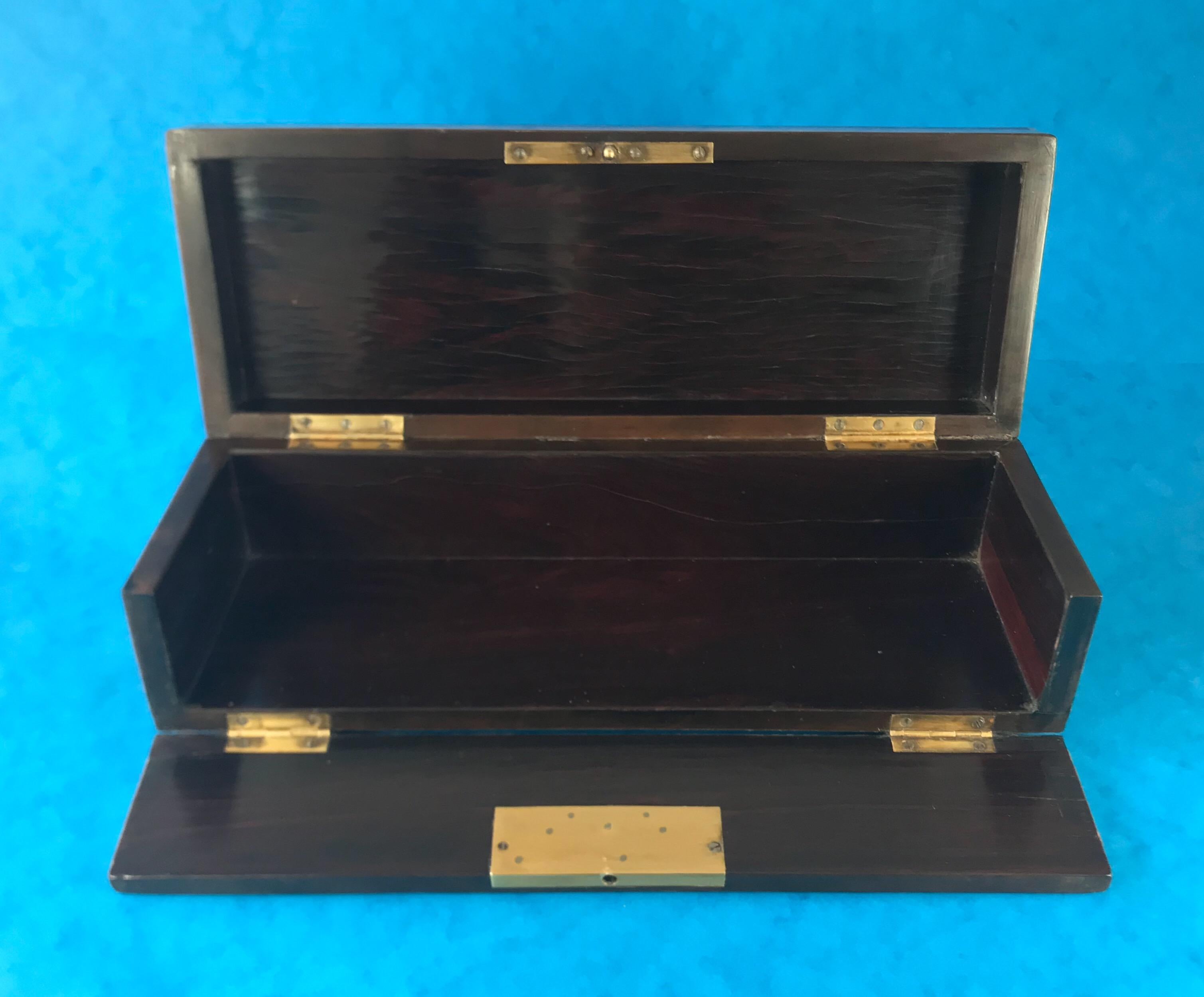 French 1870 Burr maple Tulipwood cross banded ebony inlaid glove box 7
