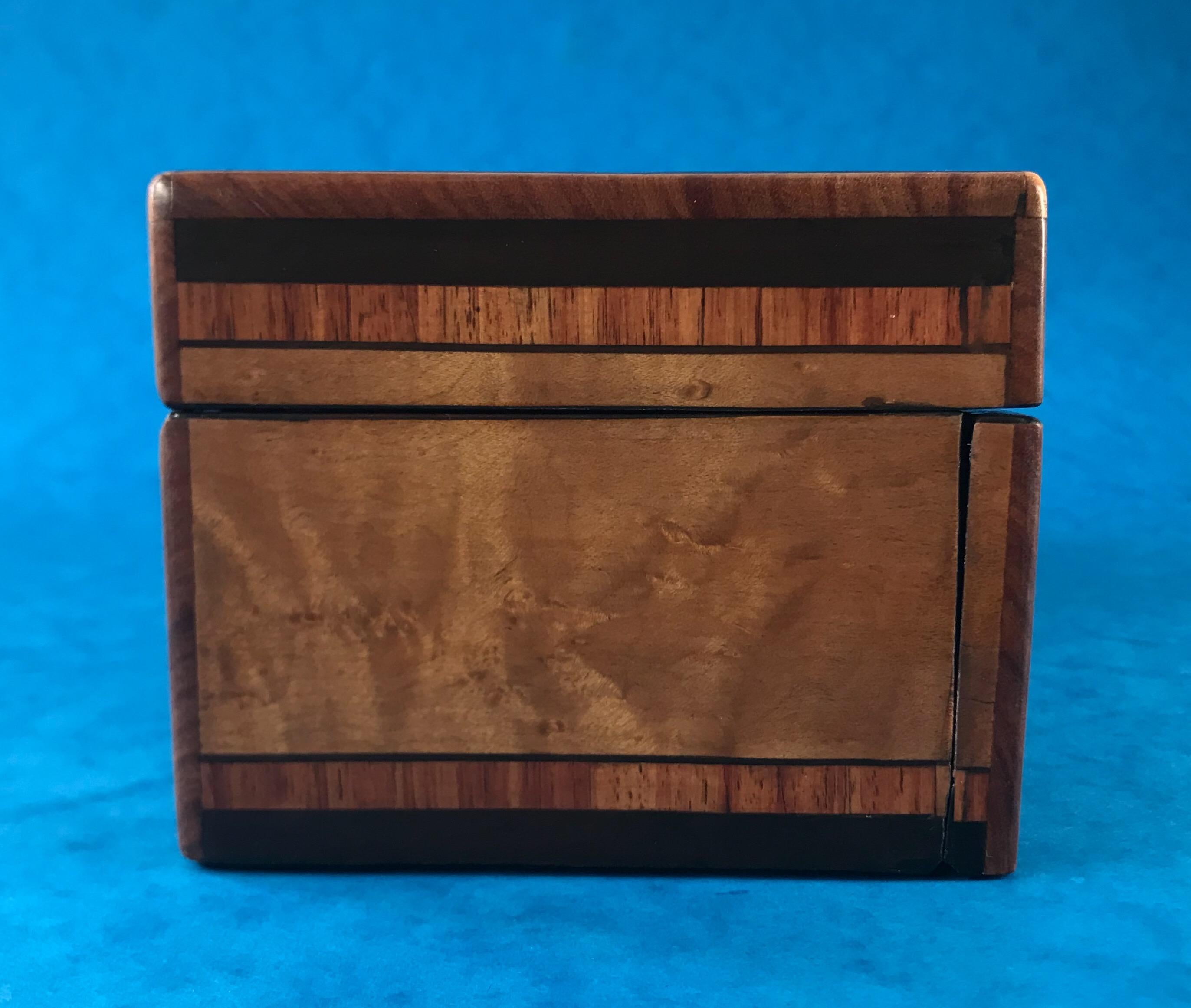 French 1870 Burr maple Tulipwood cross banded ebony inlaid glove box 3