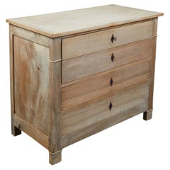 French 1870s Bleached Wood Four-Drawer Commode with Diamond-Shaped Escutcheons