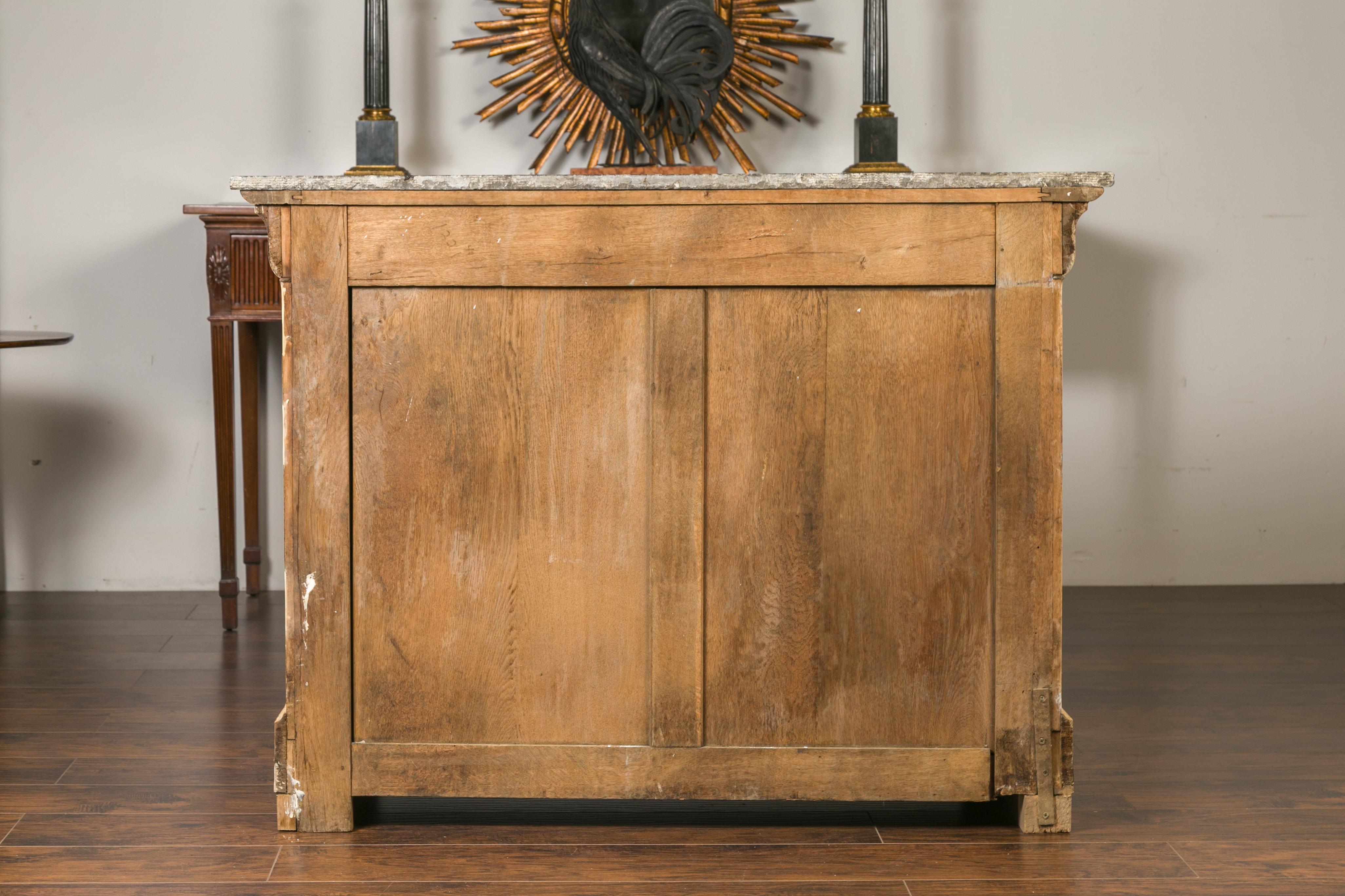 French 1870s Louis-Philippe Style Bleached Burl Veneer Commode with Marble Top 6