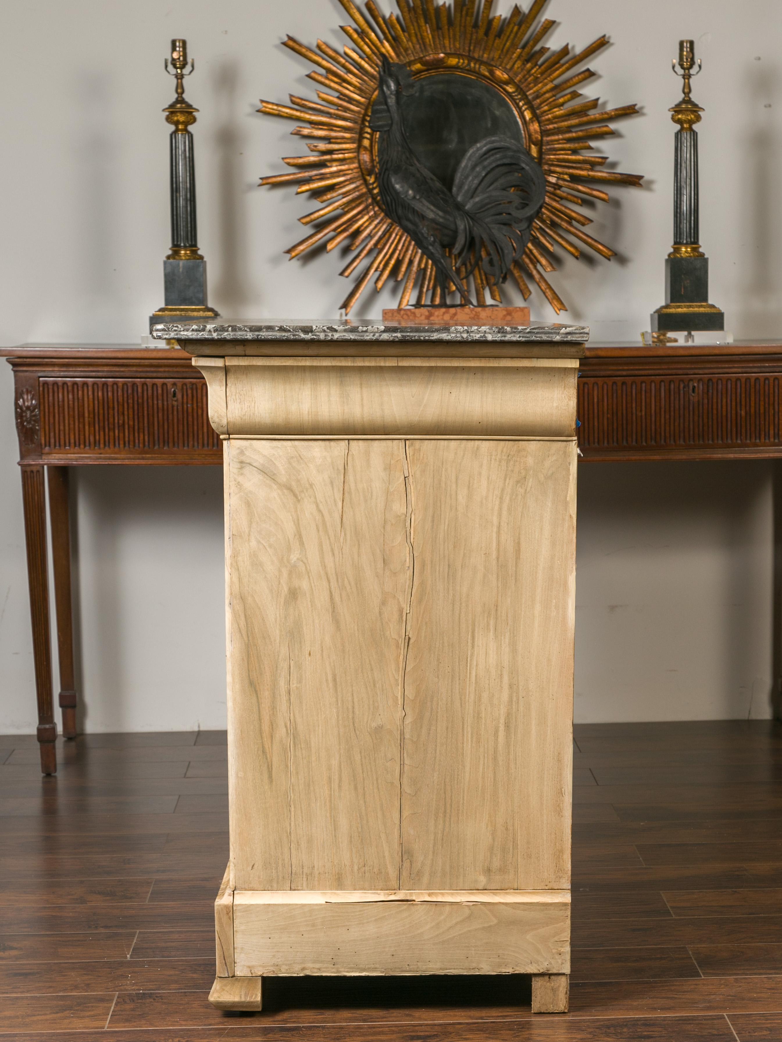 French 1870s Louis-Philippe Style Bleached Burl Veneer Commode with Marble Top 7