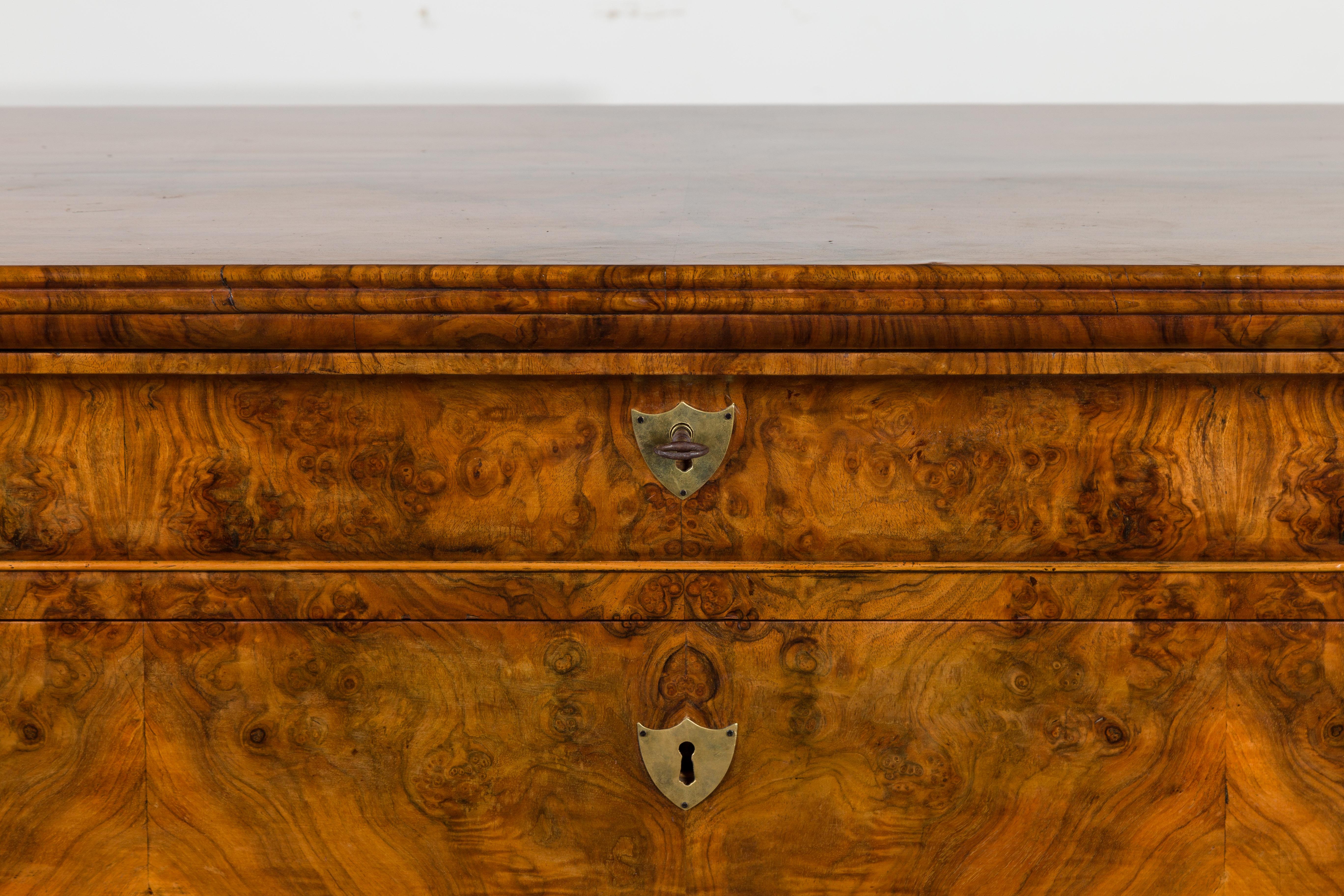 19th Century French 1870s Louis-Philippe Walnut Five-Drawer Commode with Butterfly Veneer