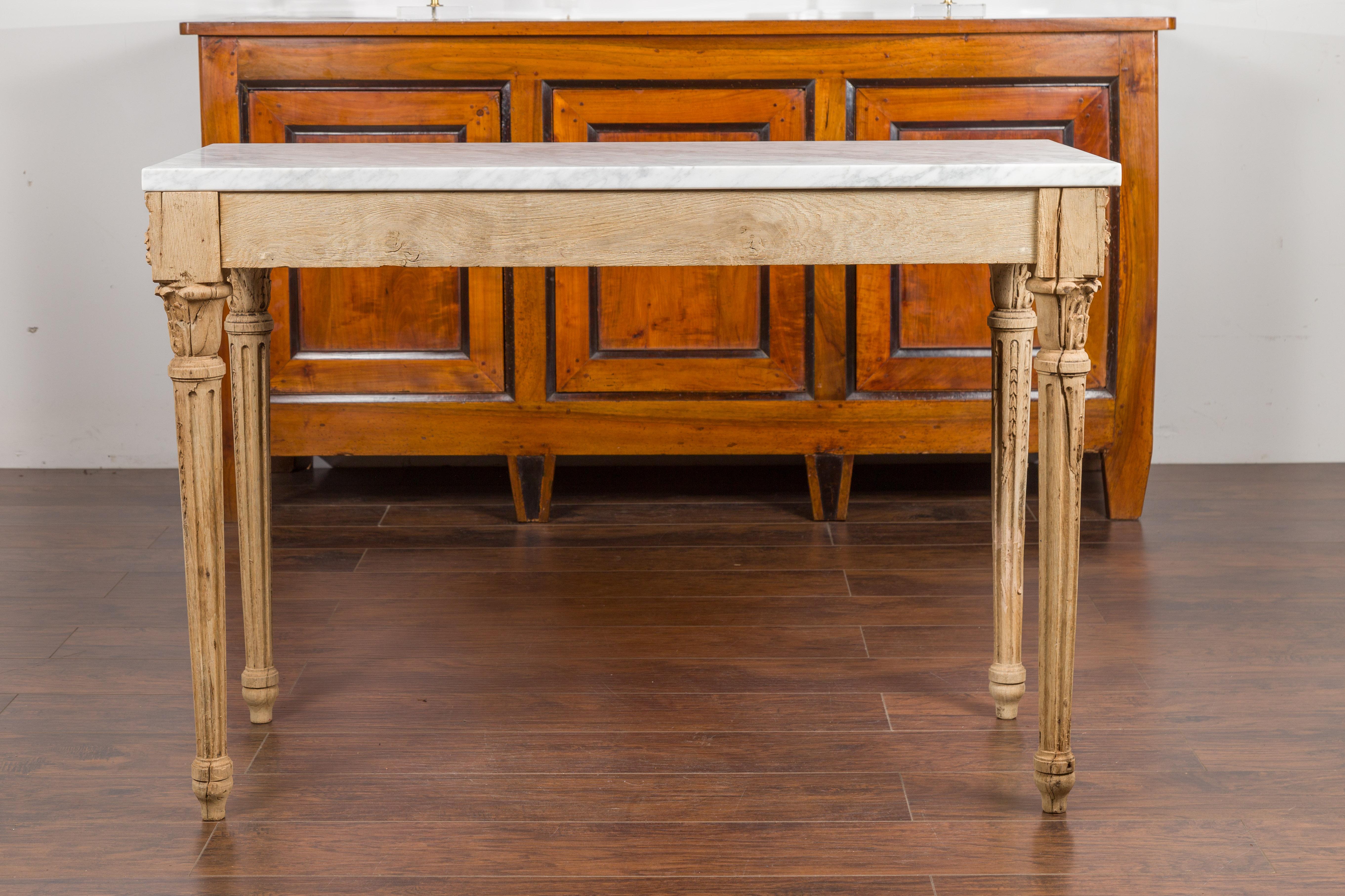 French 1870s Napoléon III Carved and Bleached Console Table with Marble Top 12