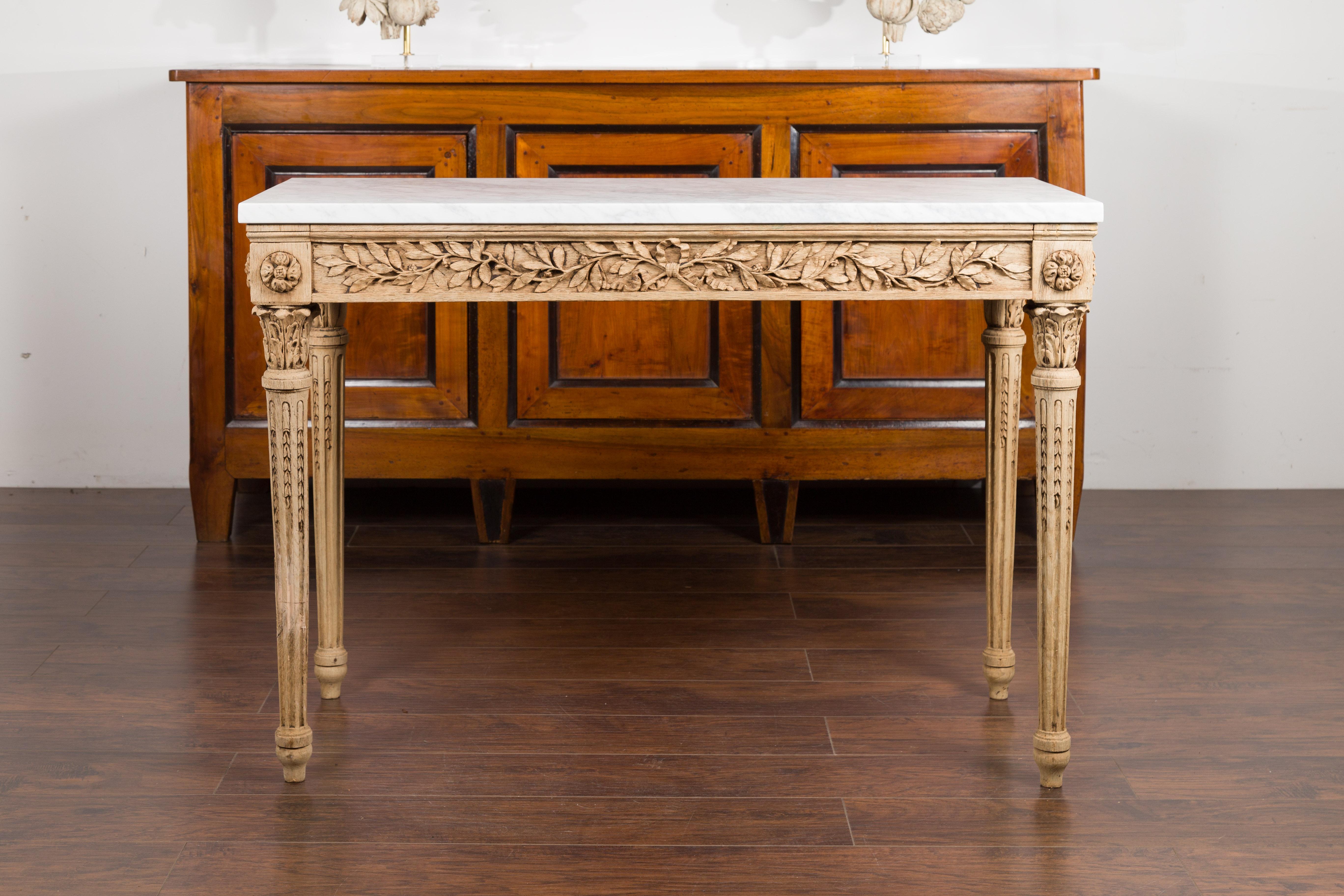 Napoleon III French 1870s Napoléon III Carved and Bleached Console Table with Marble Top