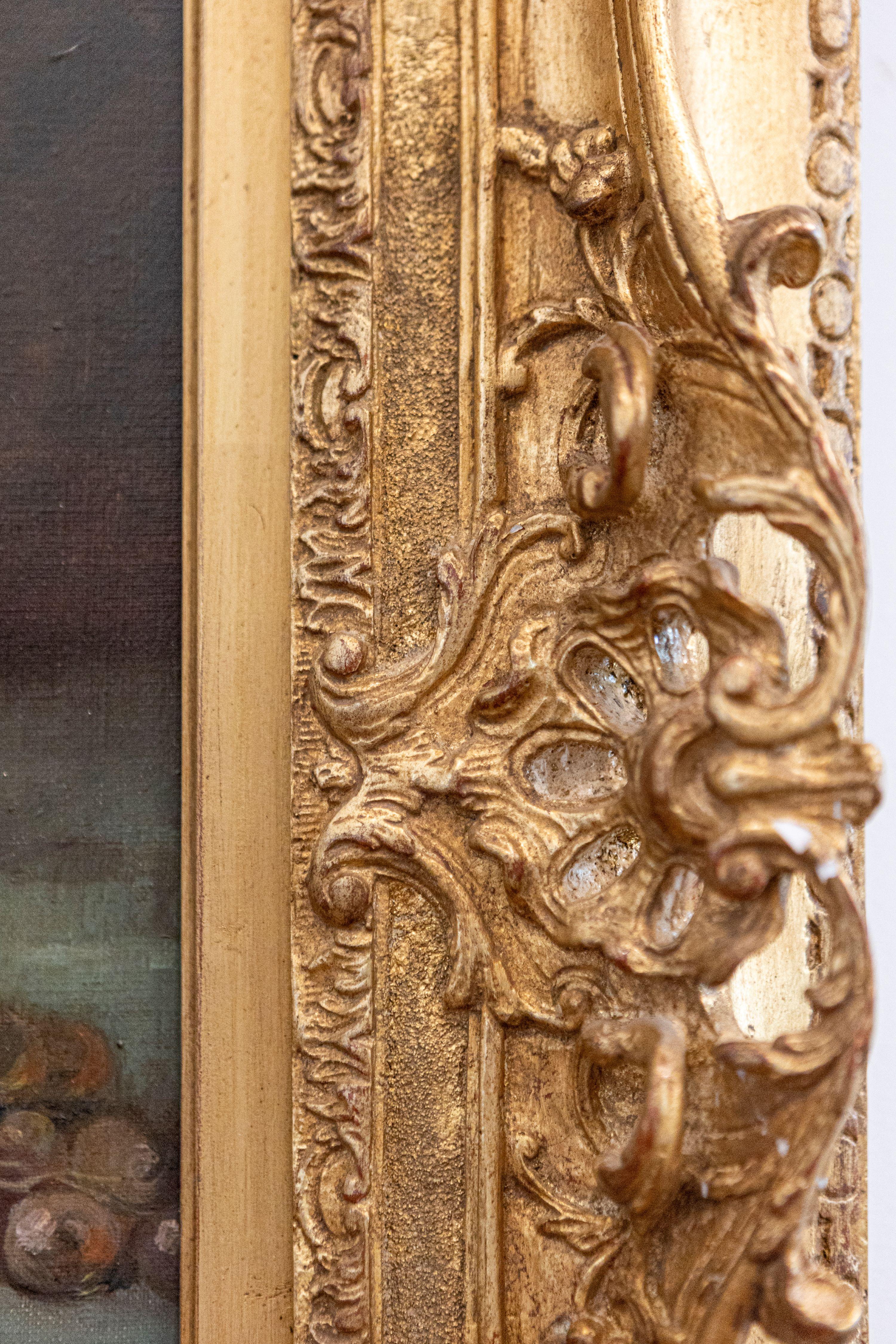 Nature morte française des années 1870 d'époque Napoléon III avec cadre sculpté en bois doré en vente 1