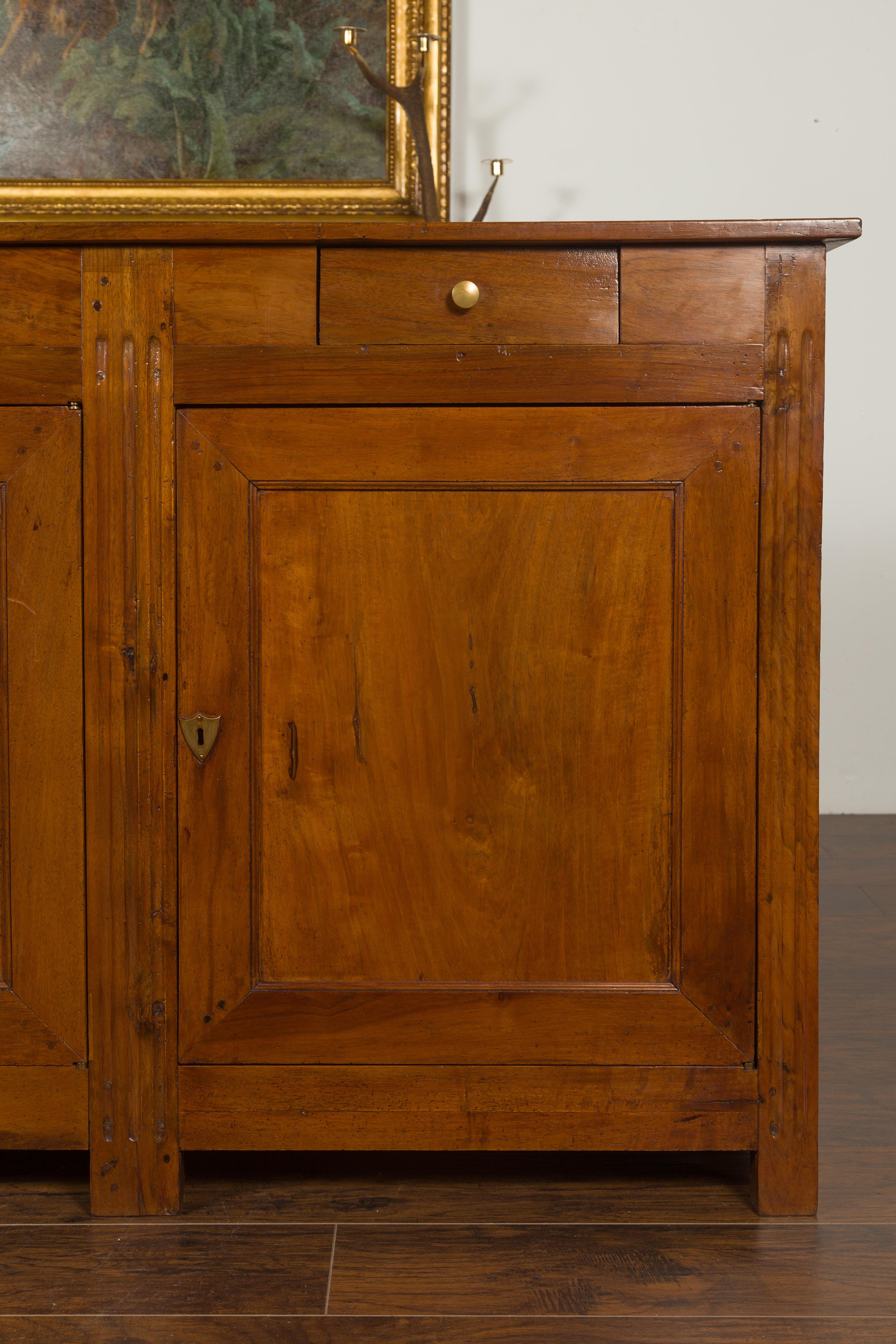 French 1870s Napoleon III Walnut Enfilade with Three Drawers over Three Doors 6