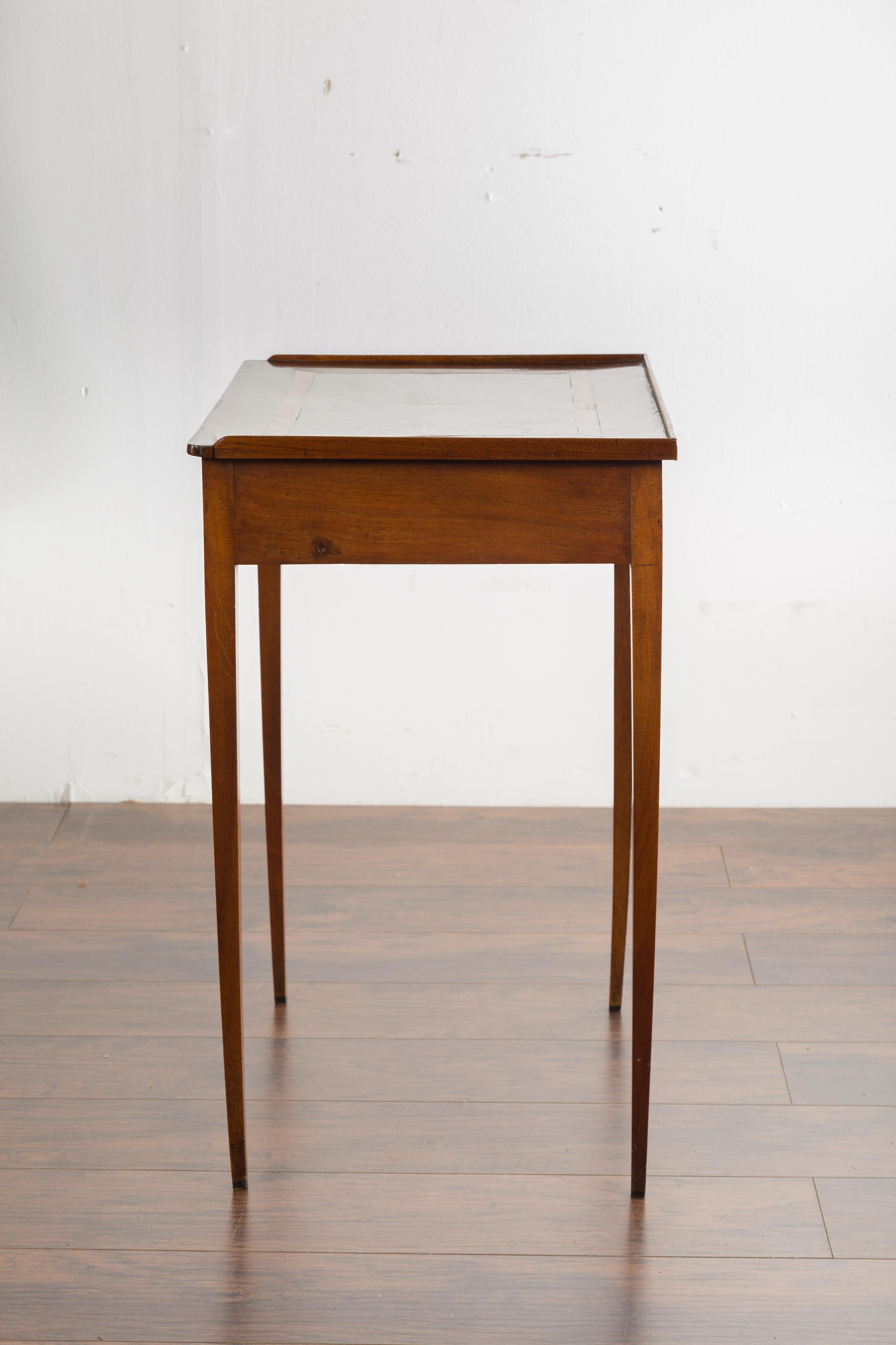 French 1870s Napoléon III Walnut Side Table with Star Inlay and Single Drawer For Sale 14