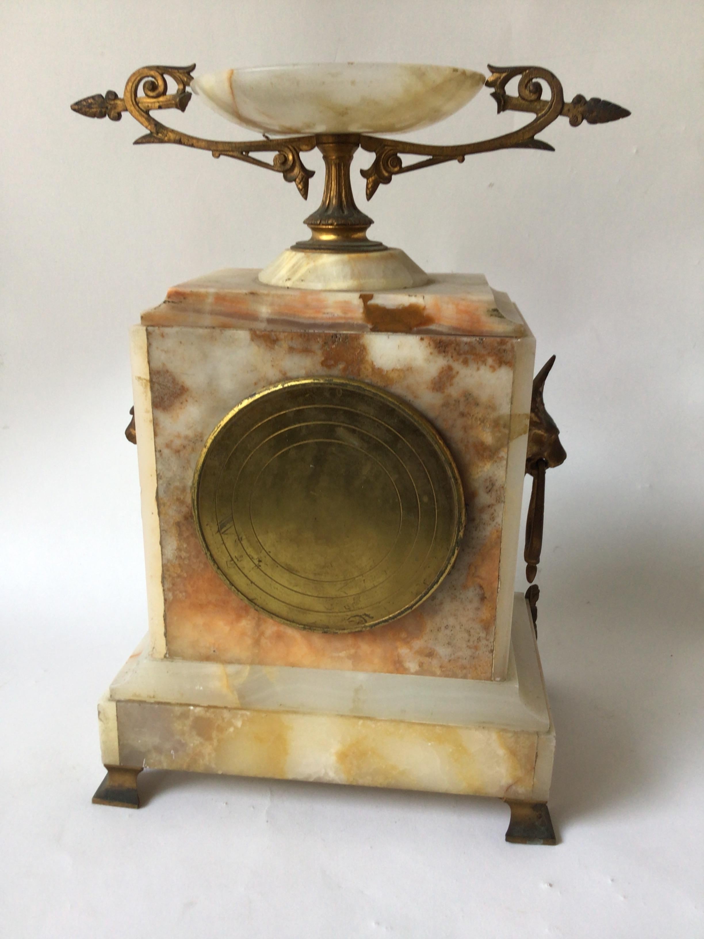 Late 19th Century French 1870s Onyx Mantle Clock By CH Martin For Sale
