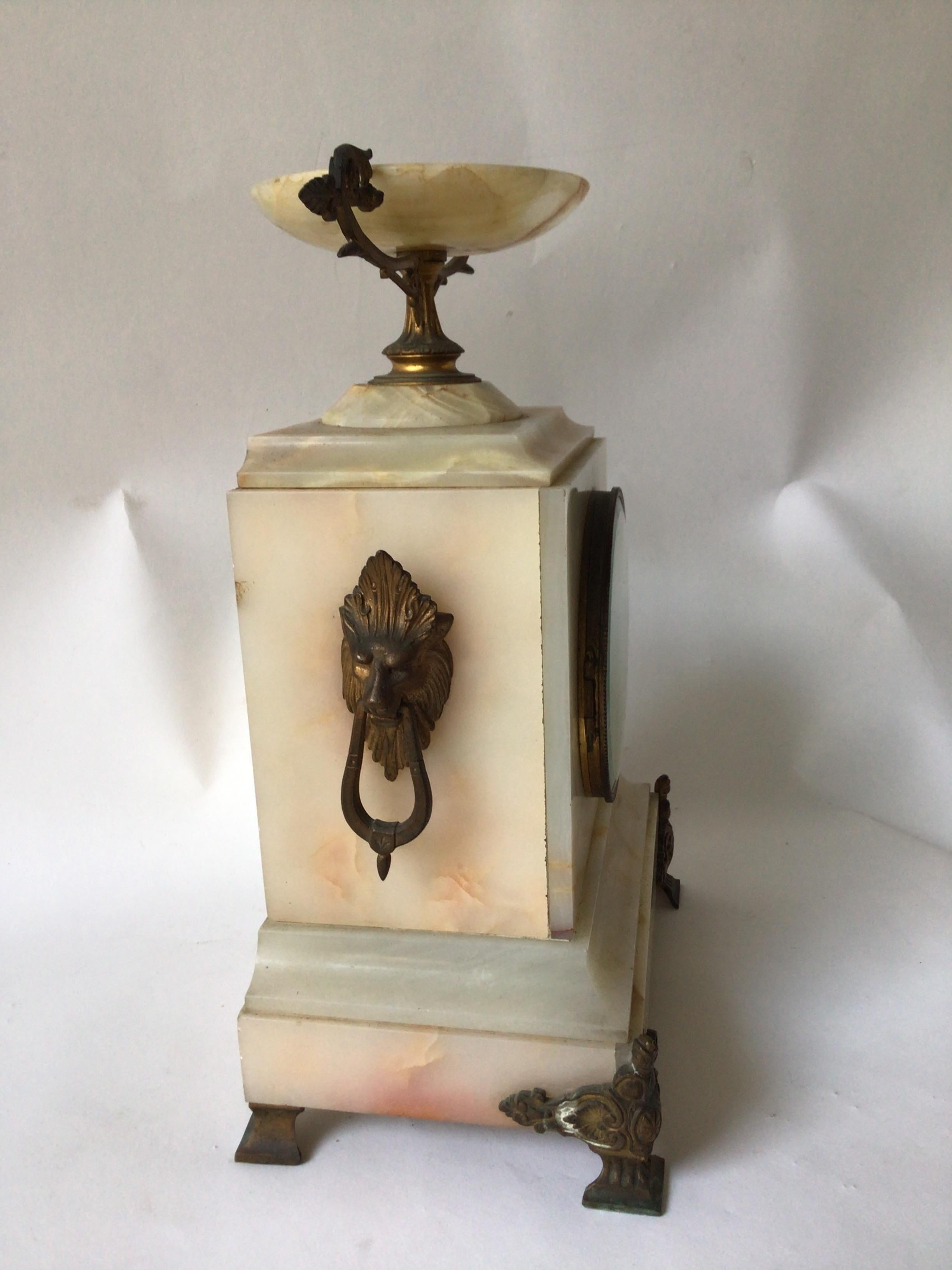 French 1870s Onyx Mantle Clock By CH Martin For Sale 2