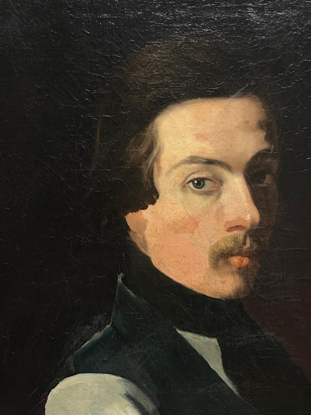 Portrait of a Man with Moustache
believed to be a self portrait of the artist
French School, circa 1870's
oil on canvas, framed
framed: 20.5 x 17 inches
canvas: 18 x 15 inches
provenance: private collection, France
condition: very good and sound