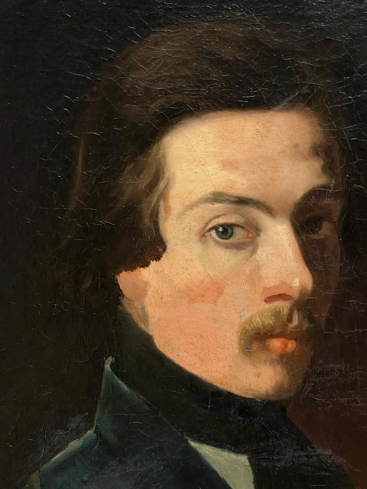 Fine 1870's French Portrait of Man with Moustache Possibly Self Portrait Artist For Sale 1