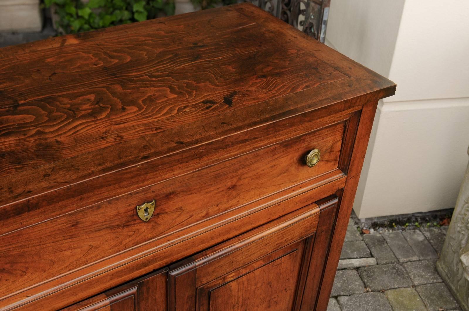 French 1870s Tall Walnut Buffet with Single Partitioned Drawer and Two Doors In Good Condition In Atlanta, GA