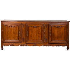 French 1870s Three-Door Oak Enfilade with Scrolled Motifs and Carved Foliage