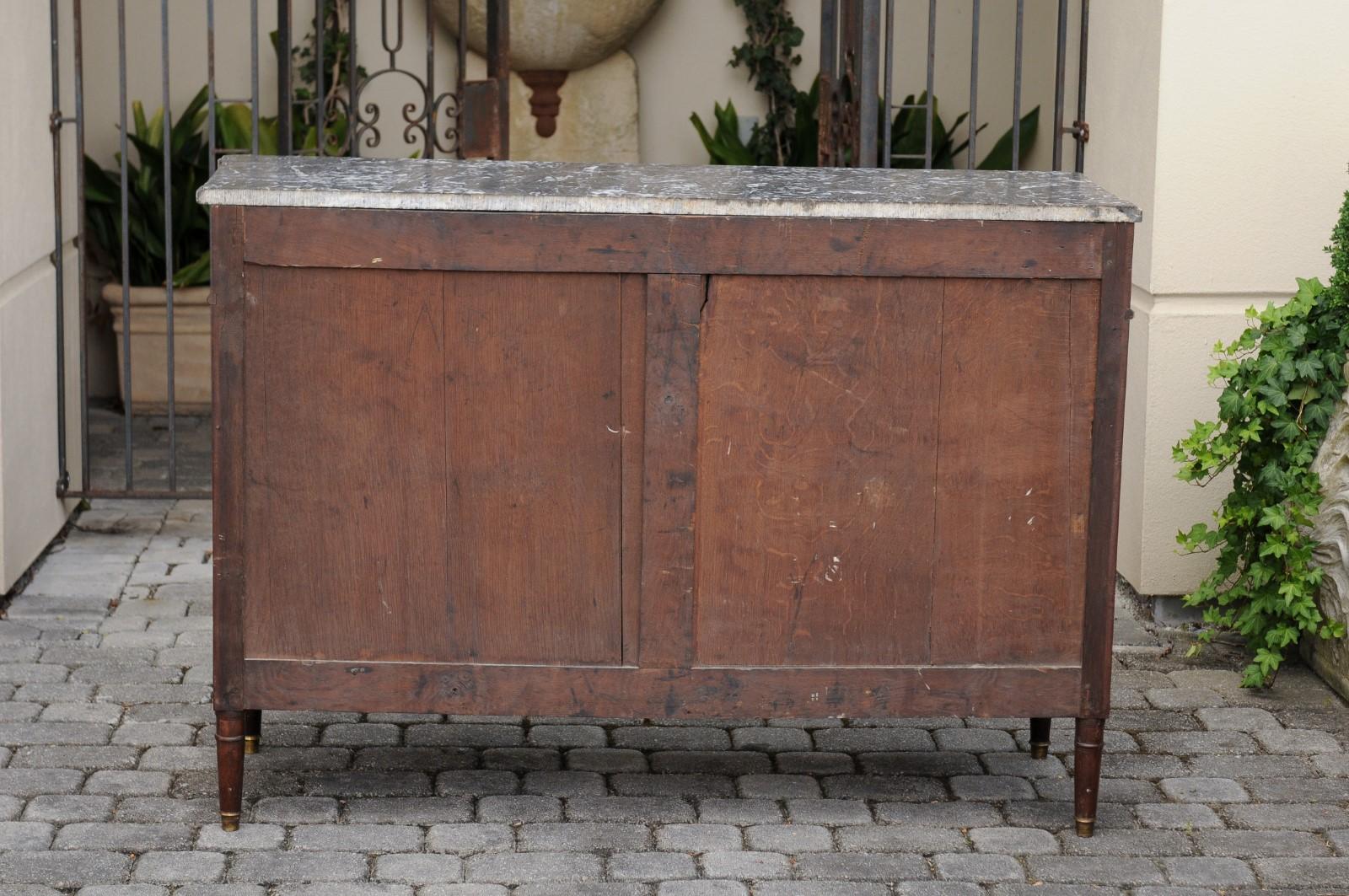 French 1870s Walnut Buffet with Grey Marble Top, Two Drawers and Two Doors 7