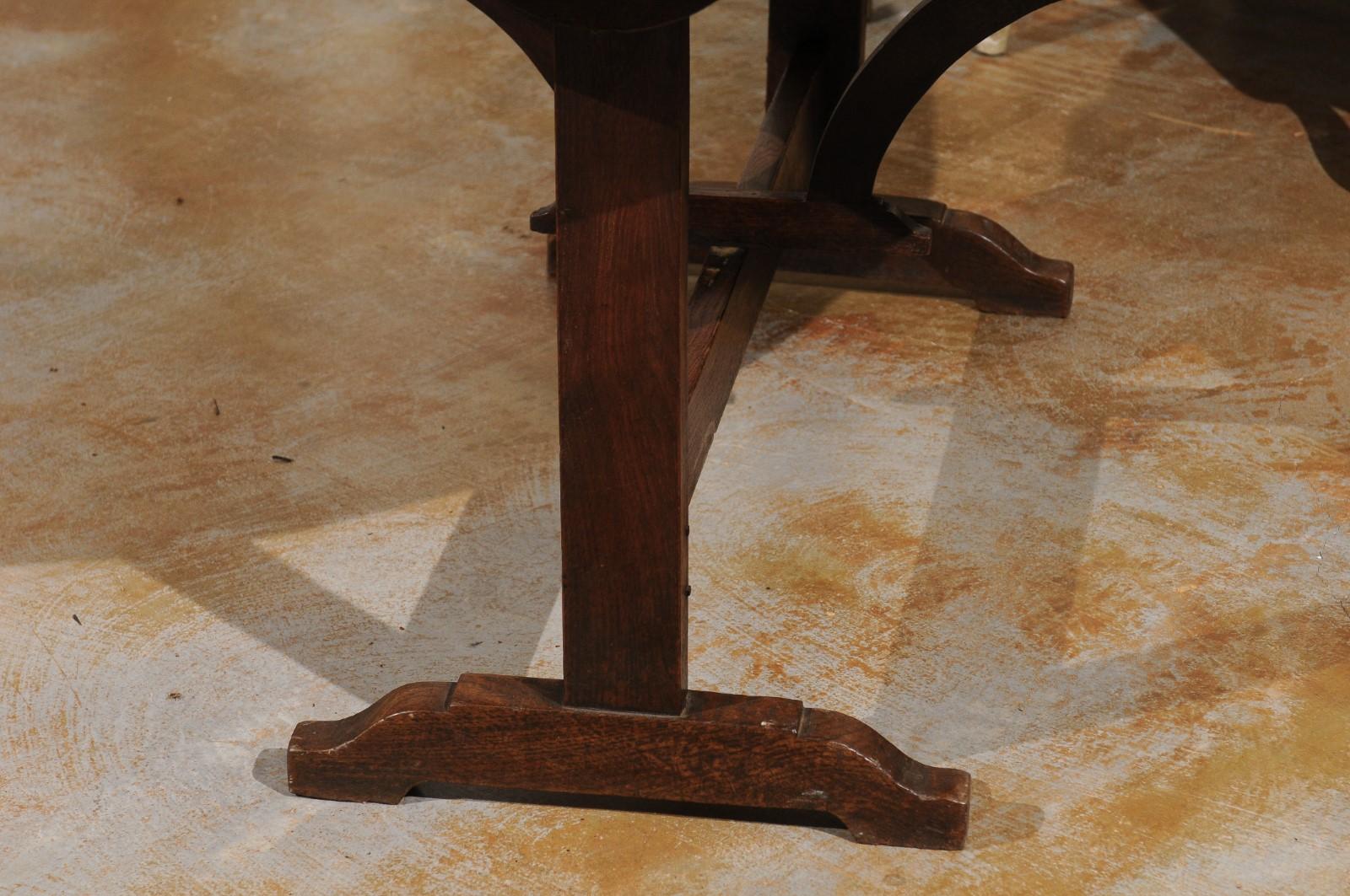 French 1870s Wine Tasting Table with Oval Tilt-Top, Trestle Base and Wedge 6