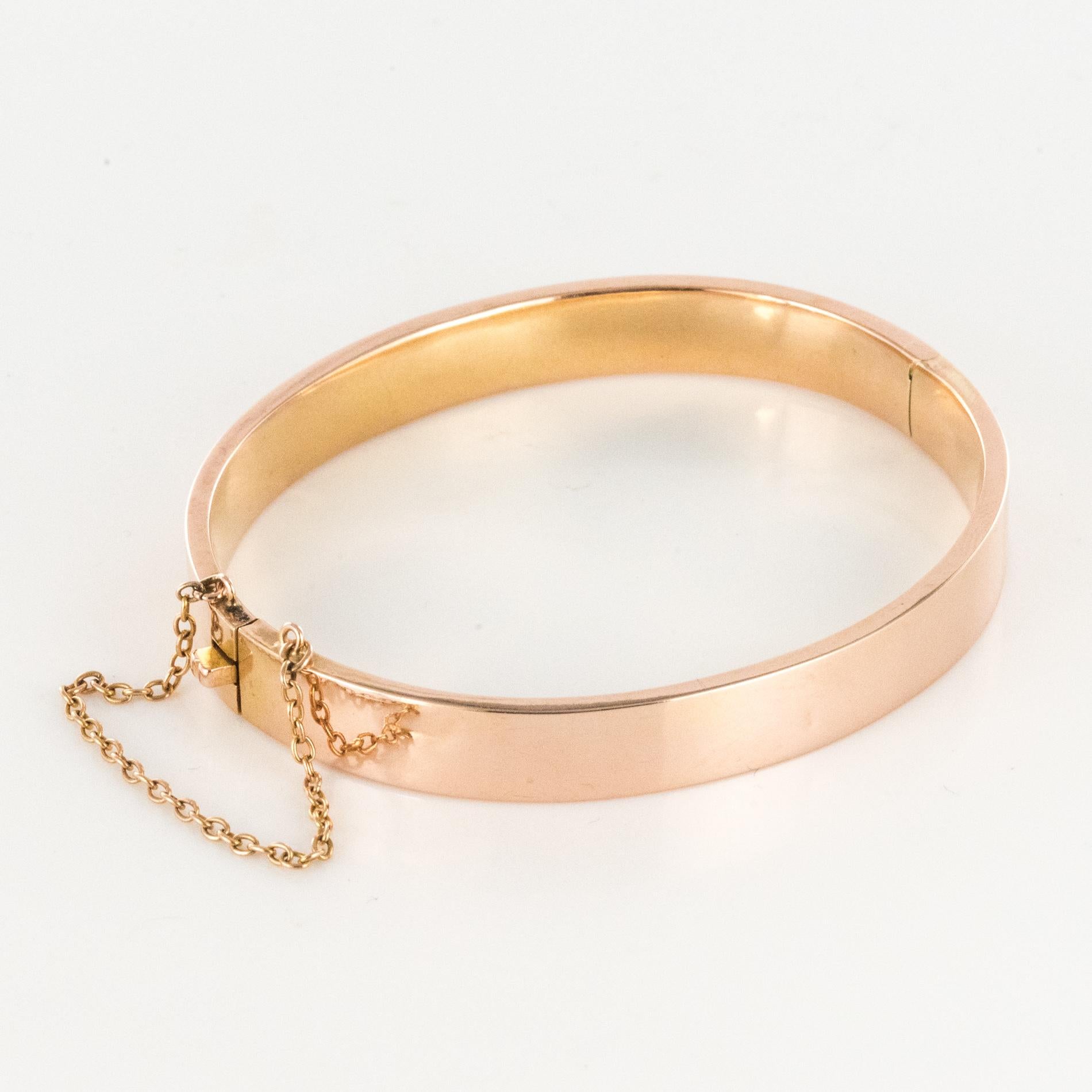 French 1880s 18 Karat Rose Gold Bangle Bracelet 5