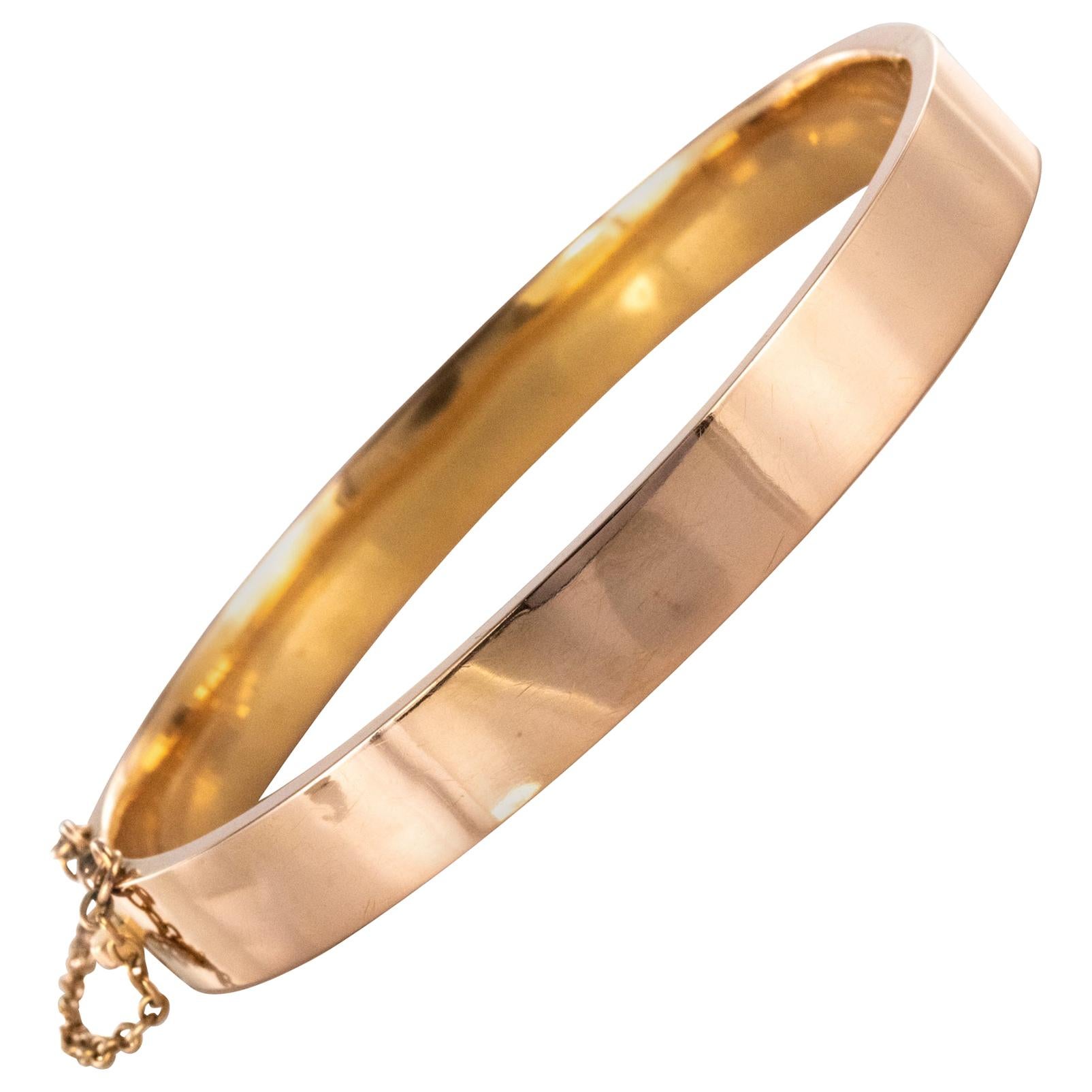 French 1880s 18 Karat Rose Gold Bangle Bracelet