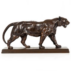 French 1880s Bronze Sculpture “Tiger Walking” by Antoine-Louis Barye