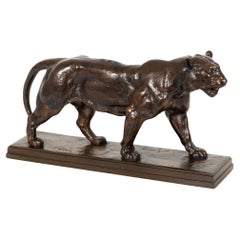 Escultura francesa de bronce de 1880 "Tigre andando" de Antoine-Louis Barye