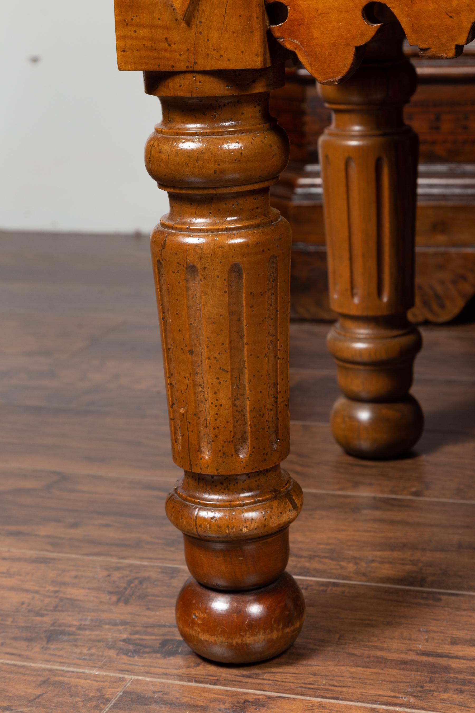 French 1880s Butcher Block with Broken Pediment, Carved Bull Head and Volutes 8
